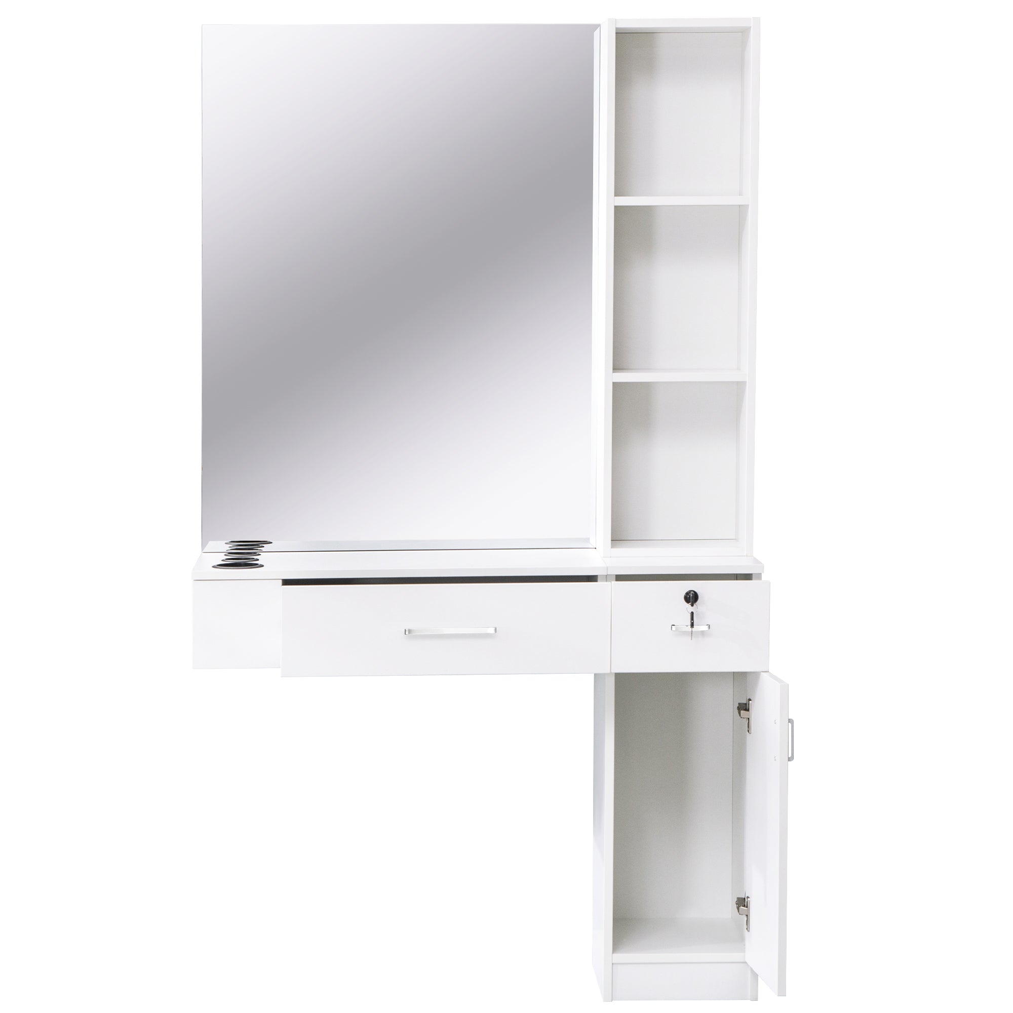 BarberPub Wall Mount Hair Styling Barber Station with Mirror&Tool Holder 3026/3036