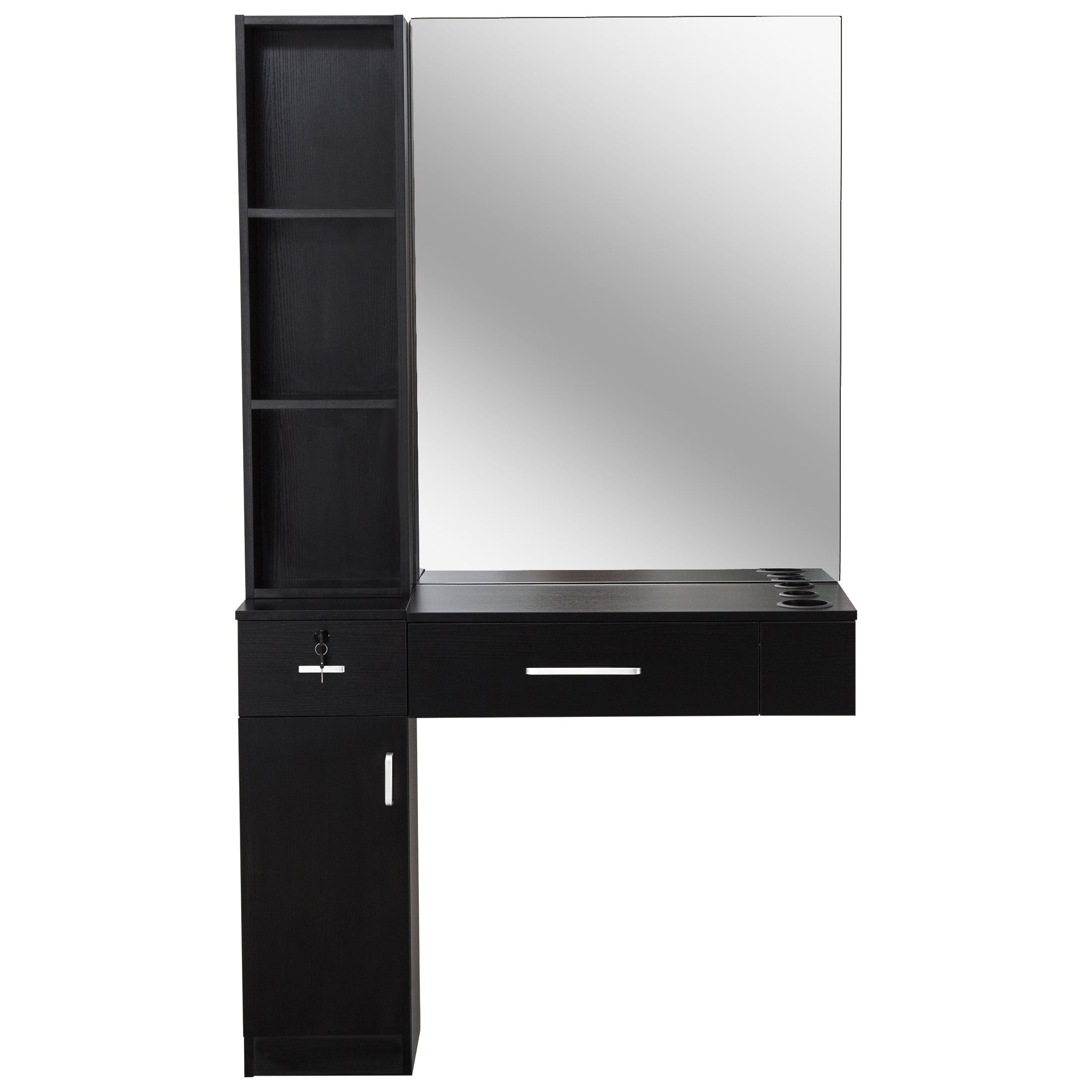 BarberPub Wall Mount Hair Styling Barber Station with Mirror&Tool Holder 3026/3036