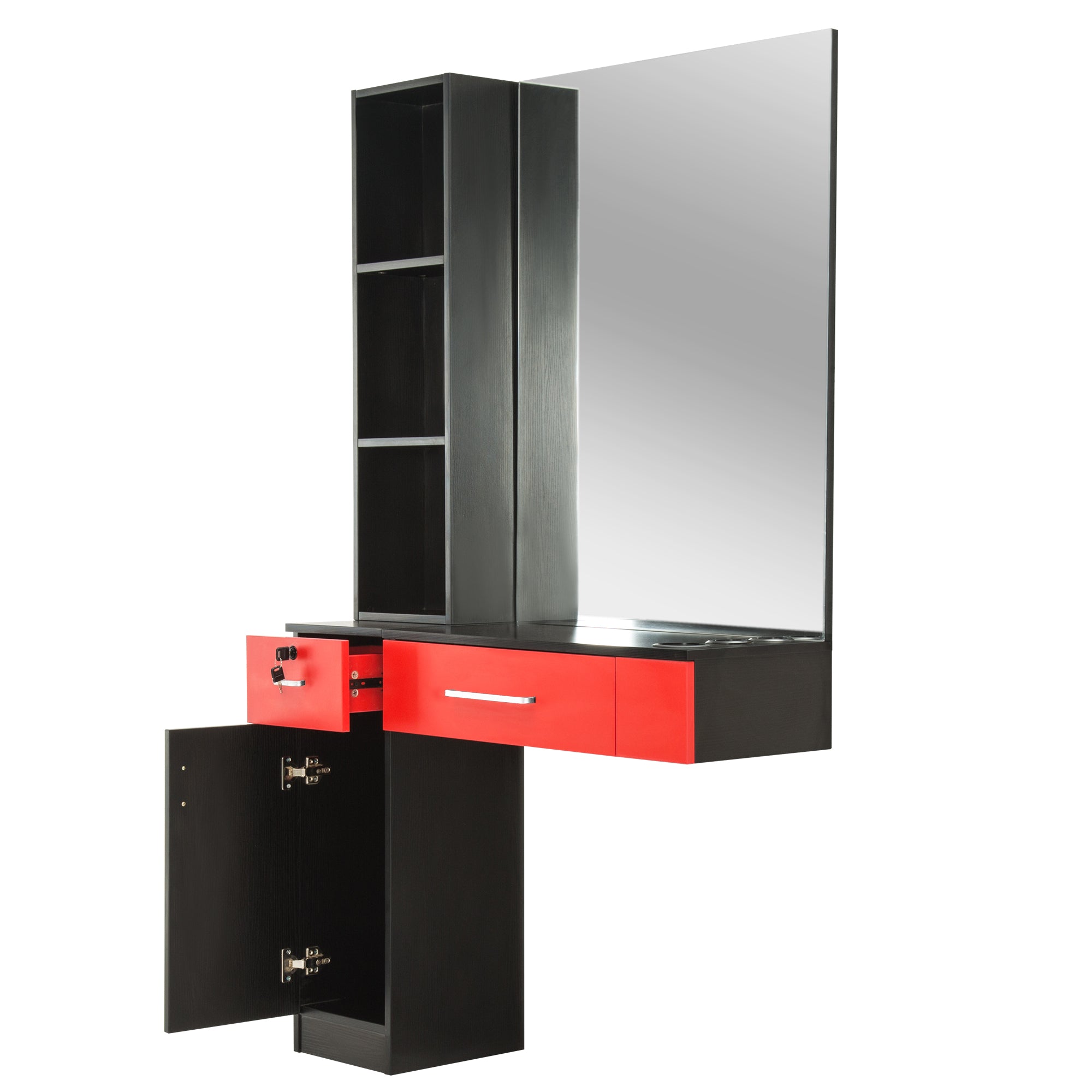 BarberPub Wall Mount Hair Styling Barber Station with Mirror&Tool Holder 3026/3036