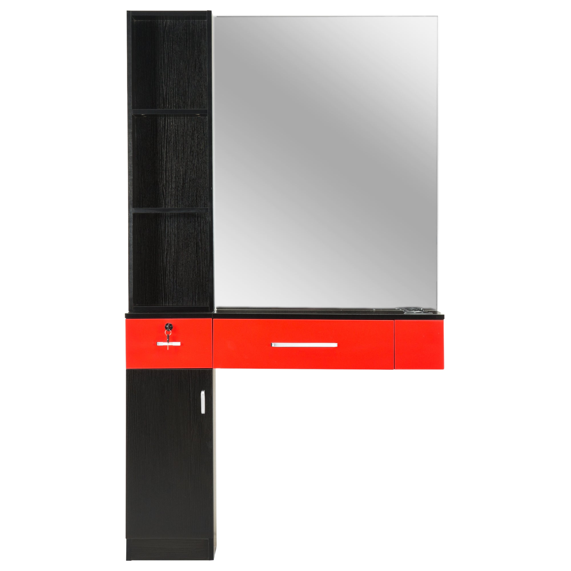 BarberPub Wall Mount Hair Styling Barber Station with Mirror&Tool Holder 3026/3036