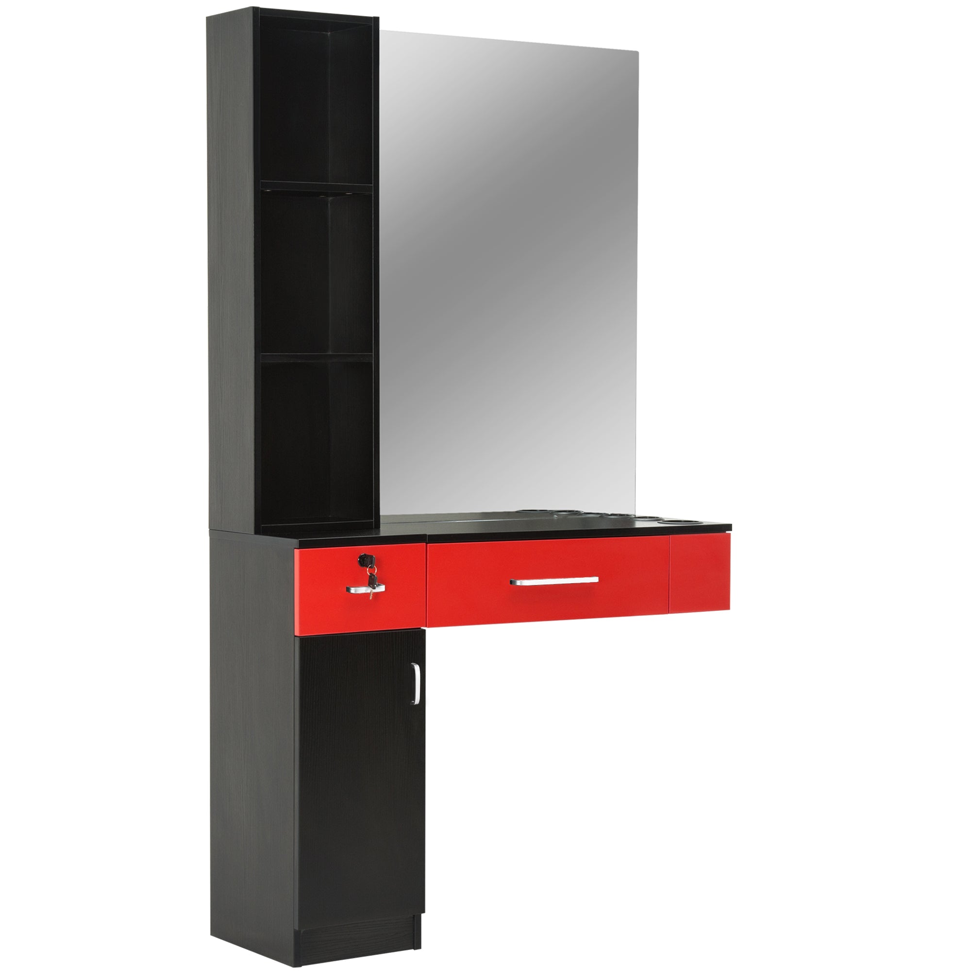 BarberPub Wall Mount Hair Styling Barber Station with Mirror&Tool Holder 3026/3036