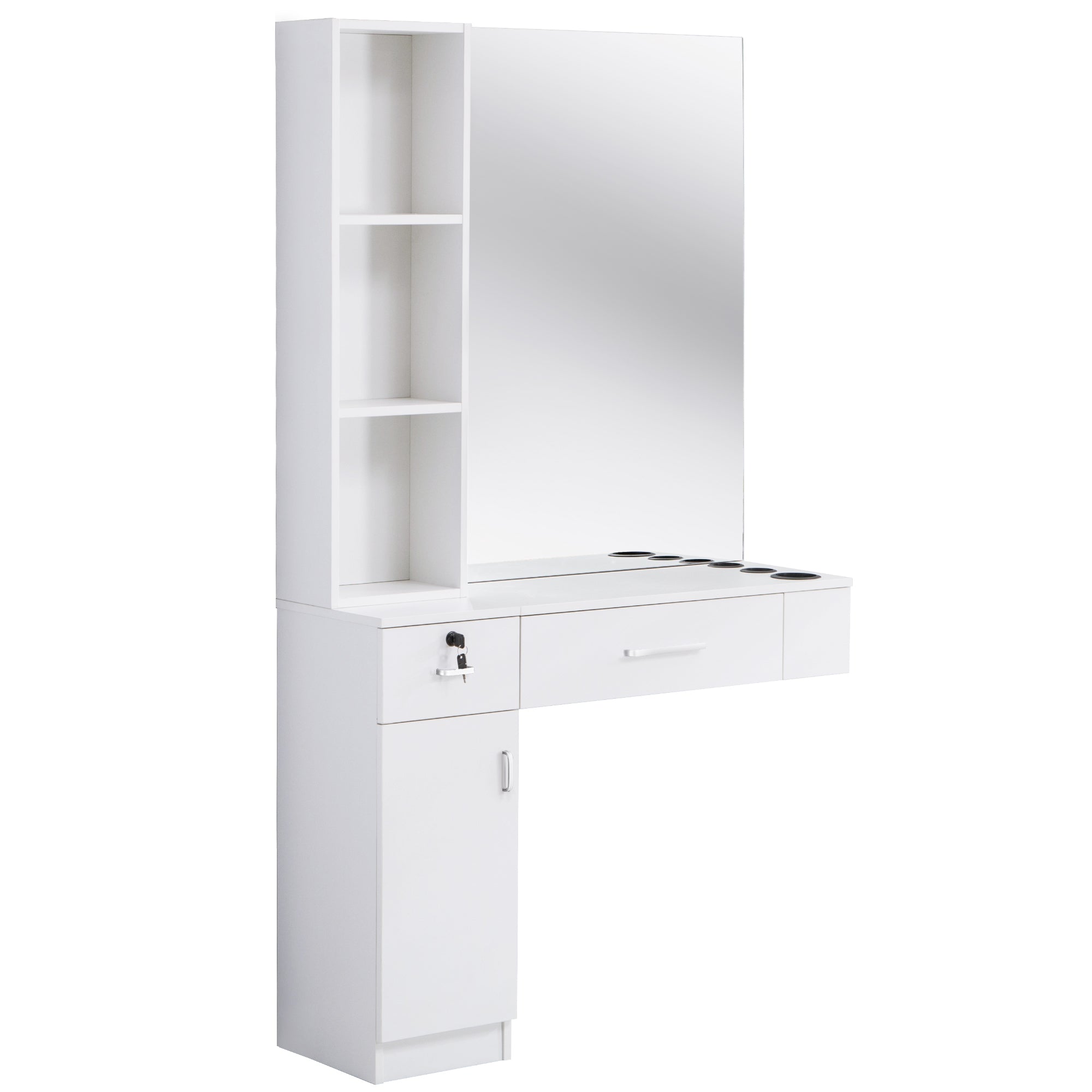 BarberPub Wall Mount Hair Styling Barber Station with Mirror&Tool Holder 3026/3036
