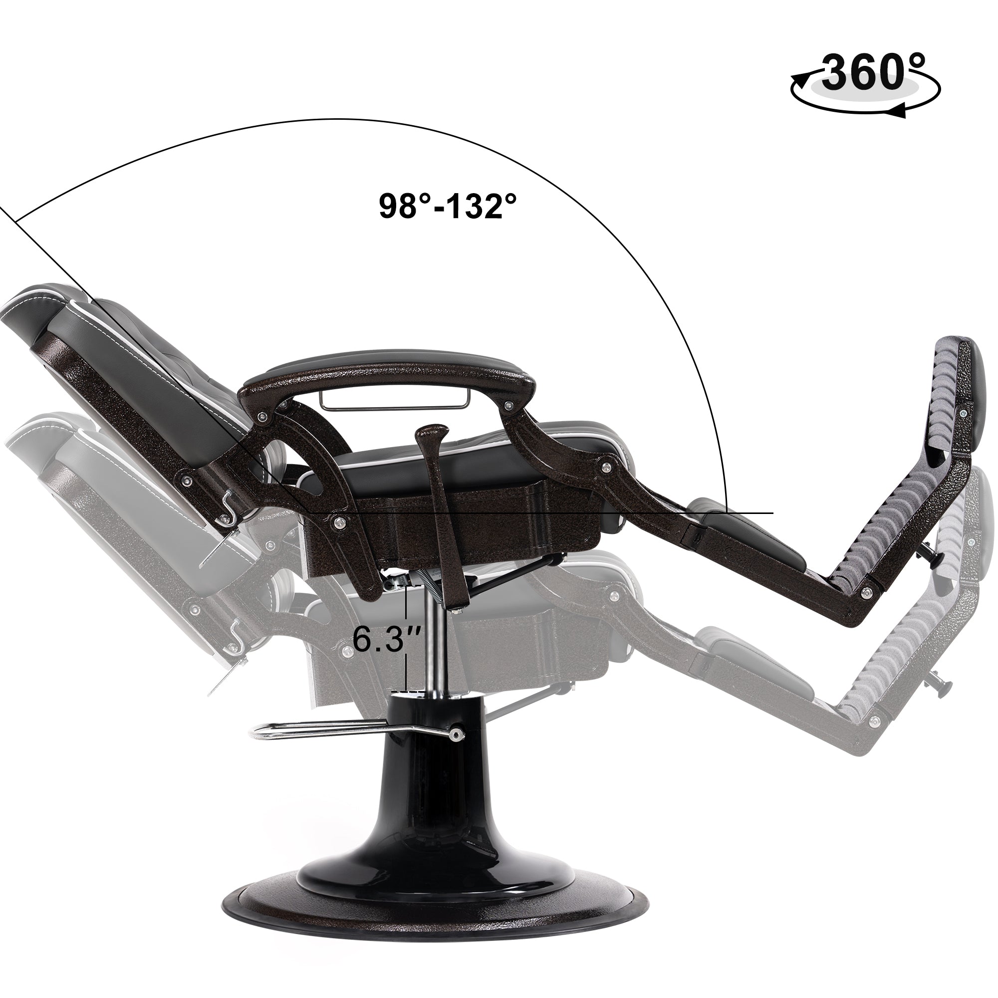 BarberPub All Purpose Barber Chair, Vintage Reclining Hydraulic Hair Salon Chair 9218