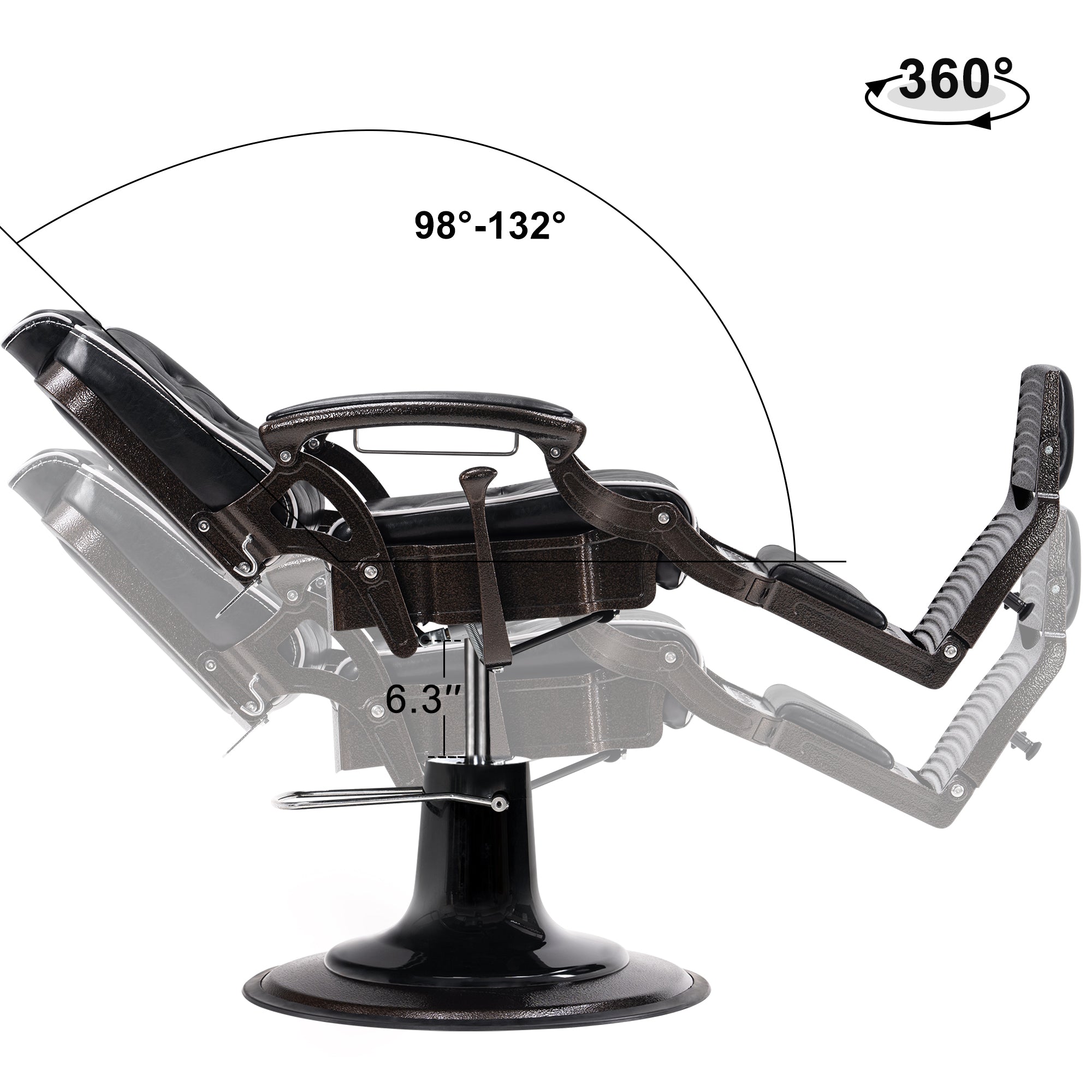 BarberPub All Purpose Barber Chair, Vintage Reclining Hydraulic Hair Salon Chair 9218