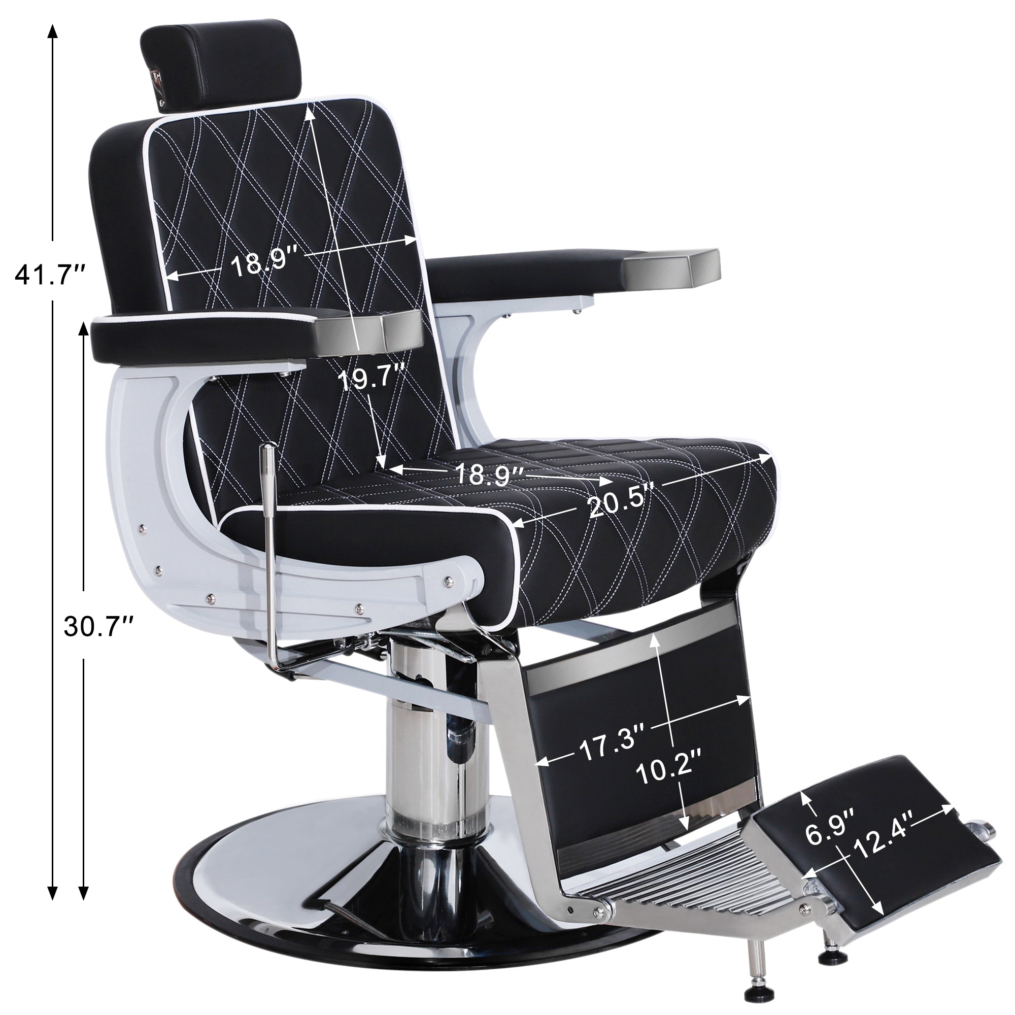 BarberPub Barber Chair for Hair Stylist, Reclining Barbershop Salon Chair 3825