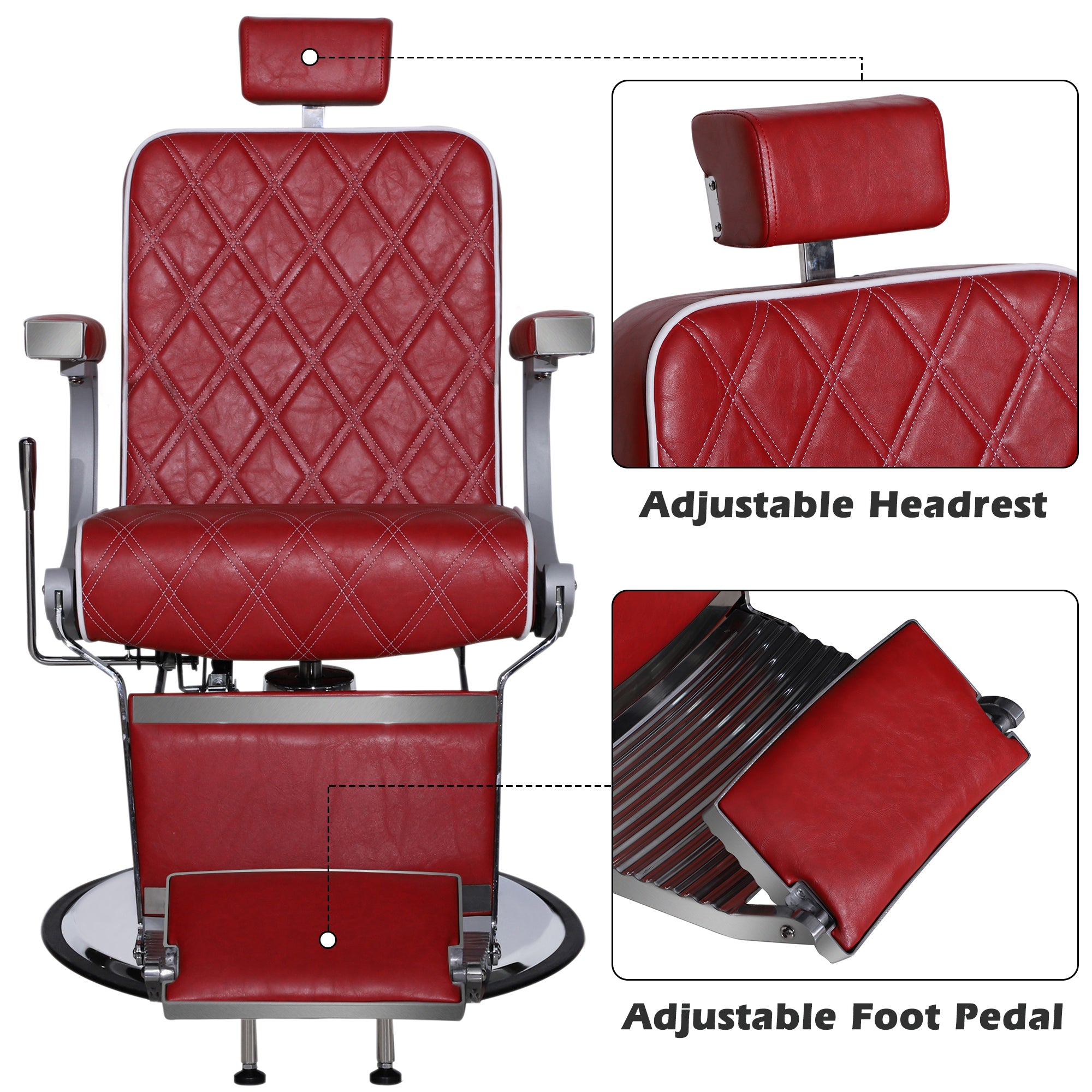 BarberPub Barber Chair for Hair Stylist, Reclining Barbershop Salon Chair 3825
