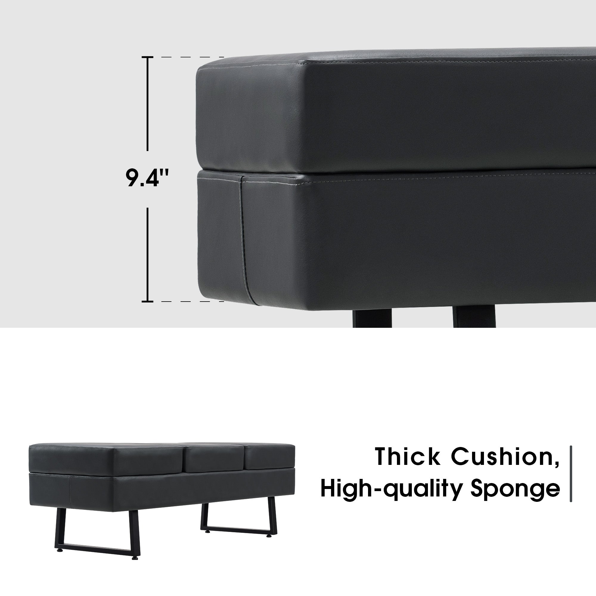 BarberPub Waiting Room Chairs Office Guest Reception Bench, Lobby Chairs Salon Furniture, Conference Room Chairs, Faux Leather 7008