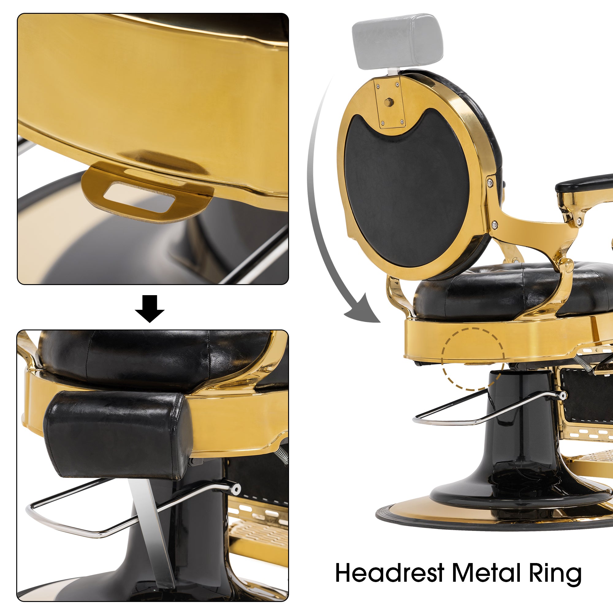 BarberPub Vintage Barber Chair, Heavy Duty Metal Frame Reclining All Purpose Chair 2947