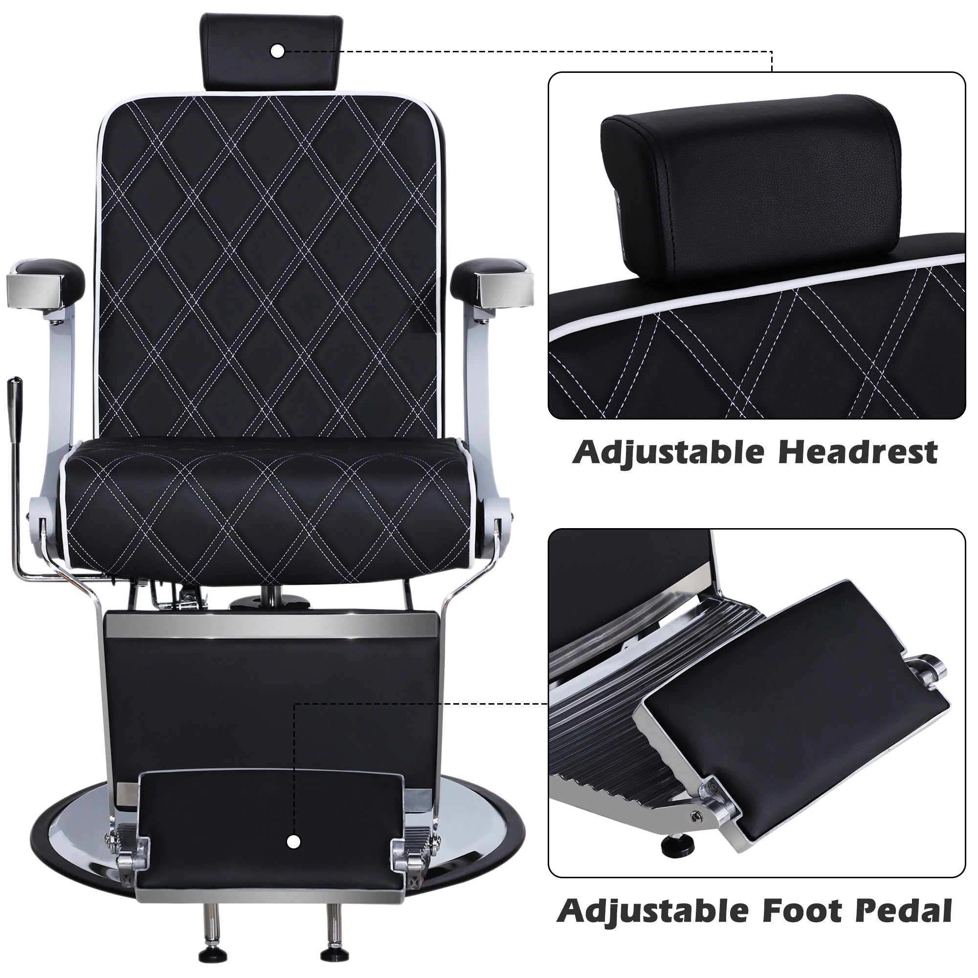 BarberPub Barber Chair for Hair Stylist, Reclining Barbershop Salon Chair 3825