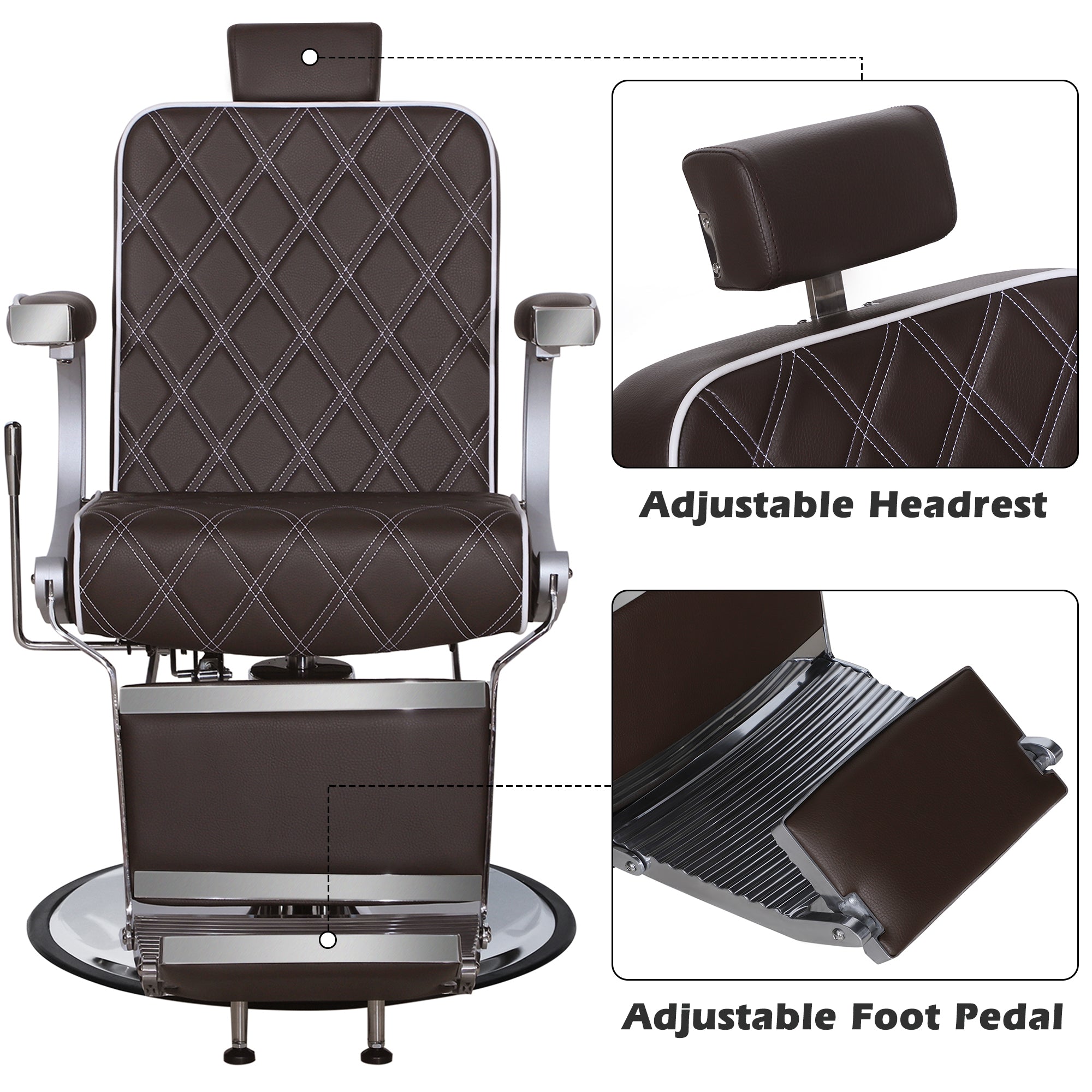 BarberPub Barber Chair for Hair Stylist, Reclining Barbershop Salon Chair 3825