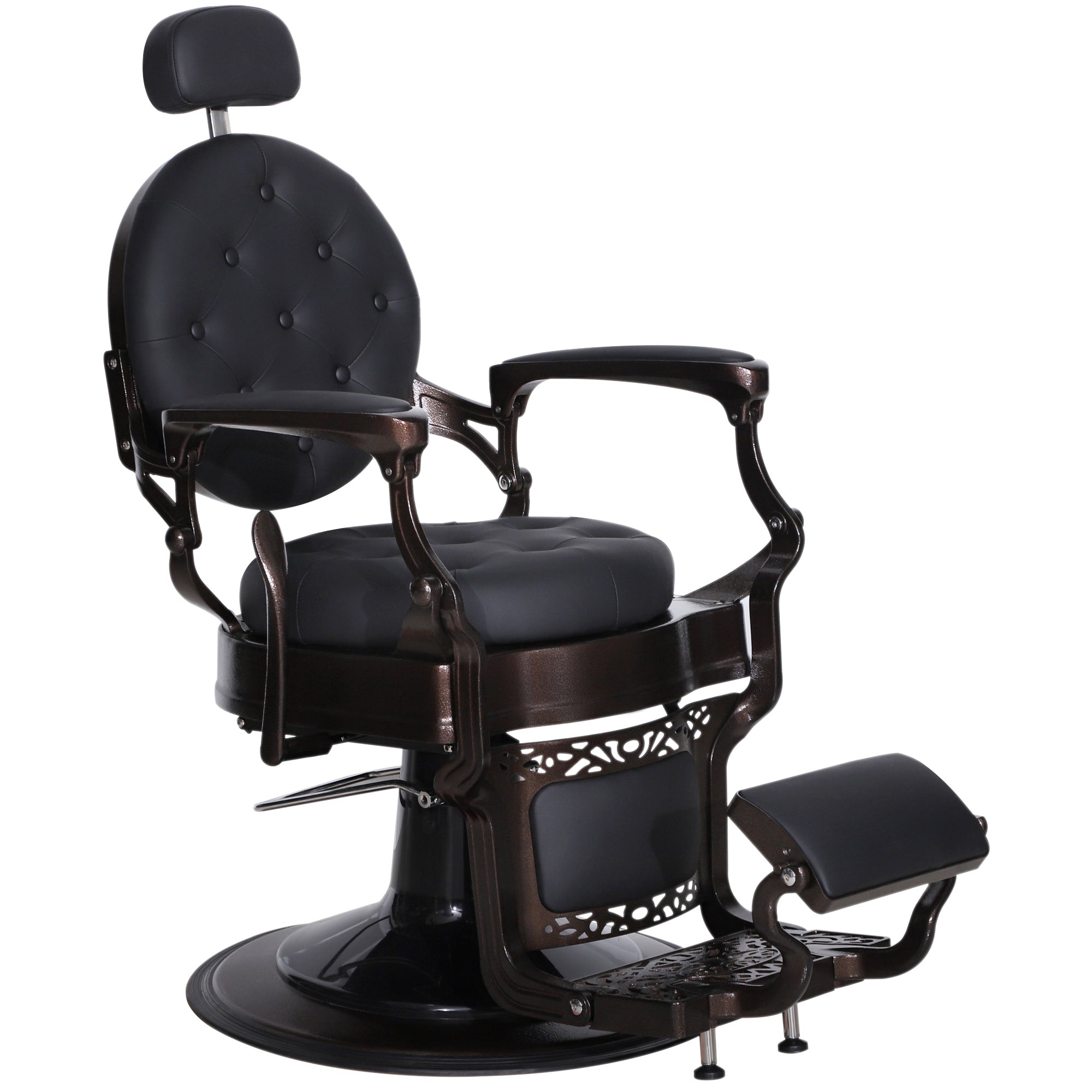 BarberPub Metal Vintage Barber Chair1, Reclining Barbershop Chair with Headrest 3849