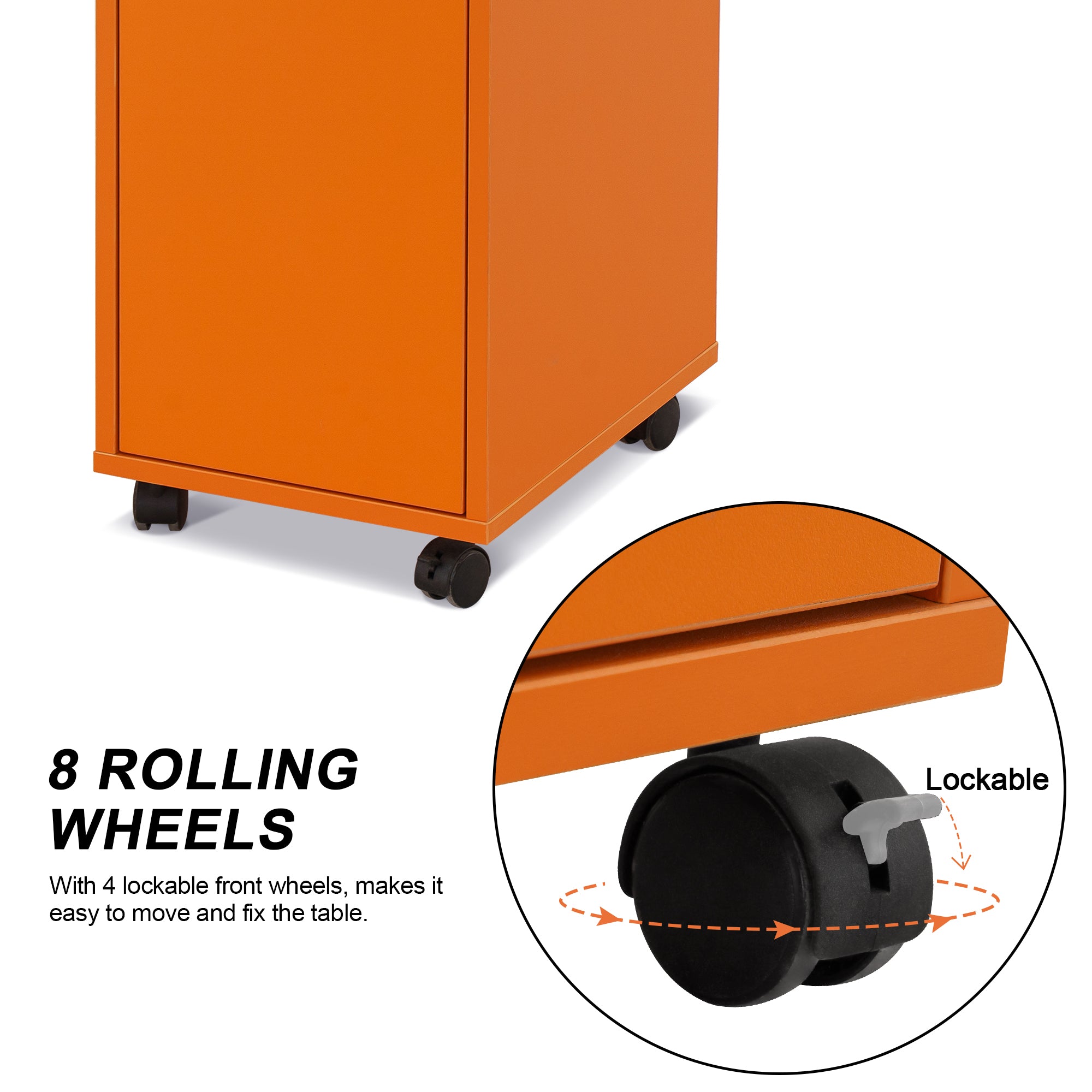 Manicure Acetone Resistant Table with Lockable Wheels, Nail Art Station for Storage 0611