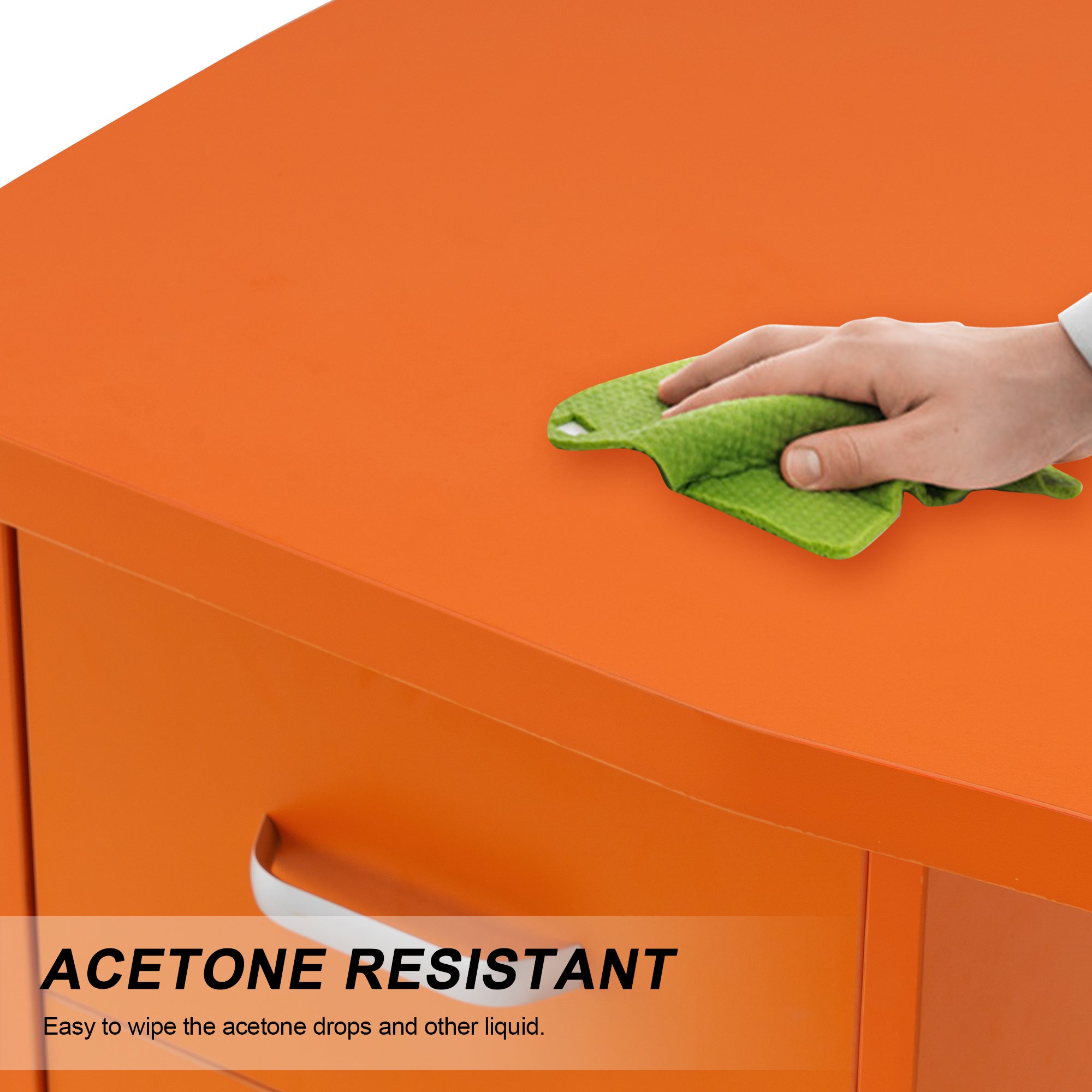 Manicure Acetone Resistant Table with Lockable Wheels, Nail Art Station for Storage 0611