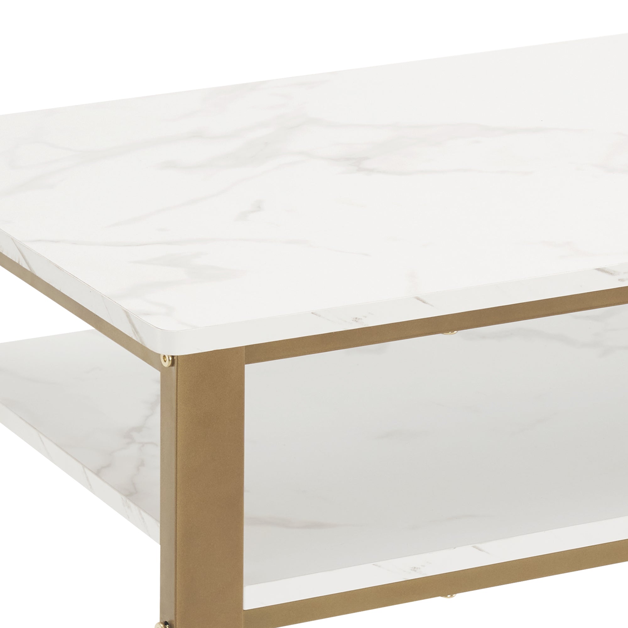 Marbling Texture Nail Tech Table with Open Space, Manicure Workstation for Storage 2408