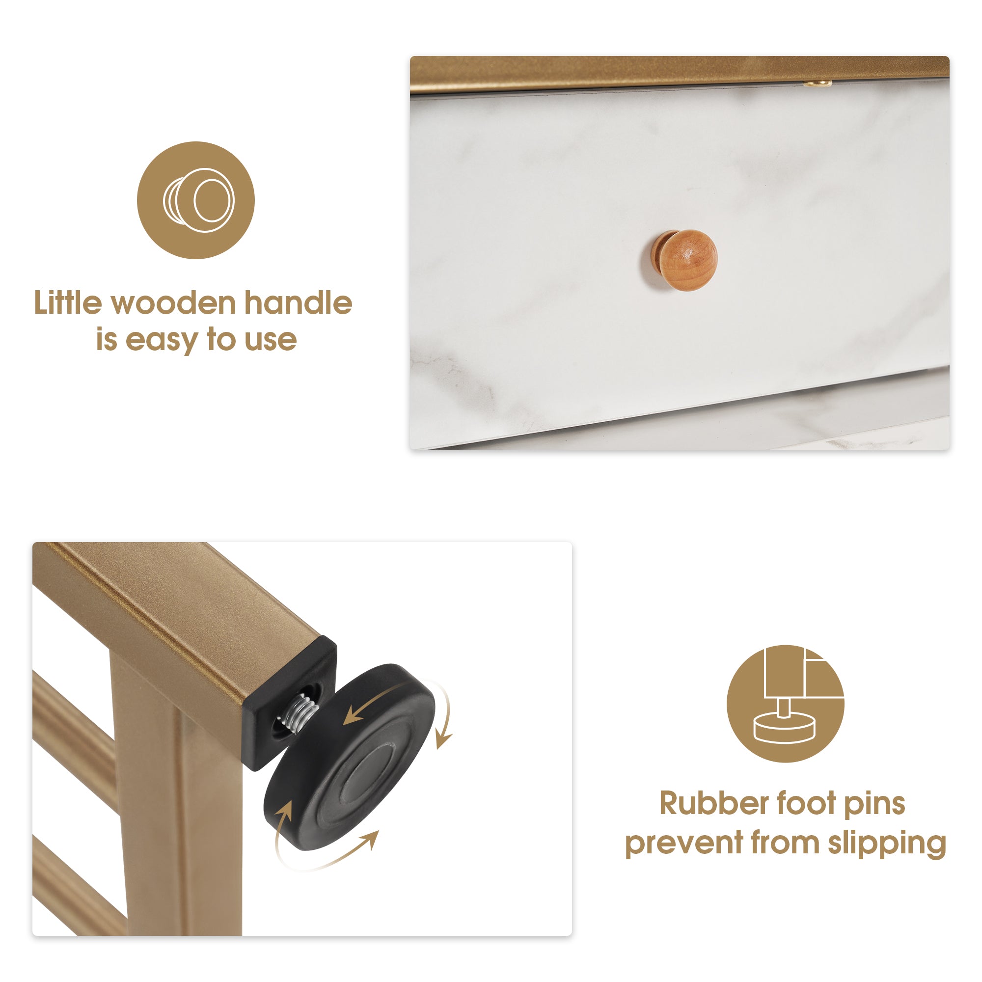 Marbling Texture Nail Tech Table with Open Space, Manicure Workstation for Storage 2408