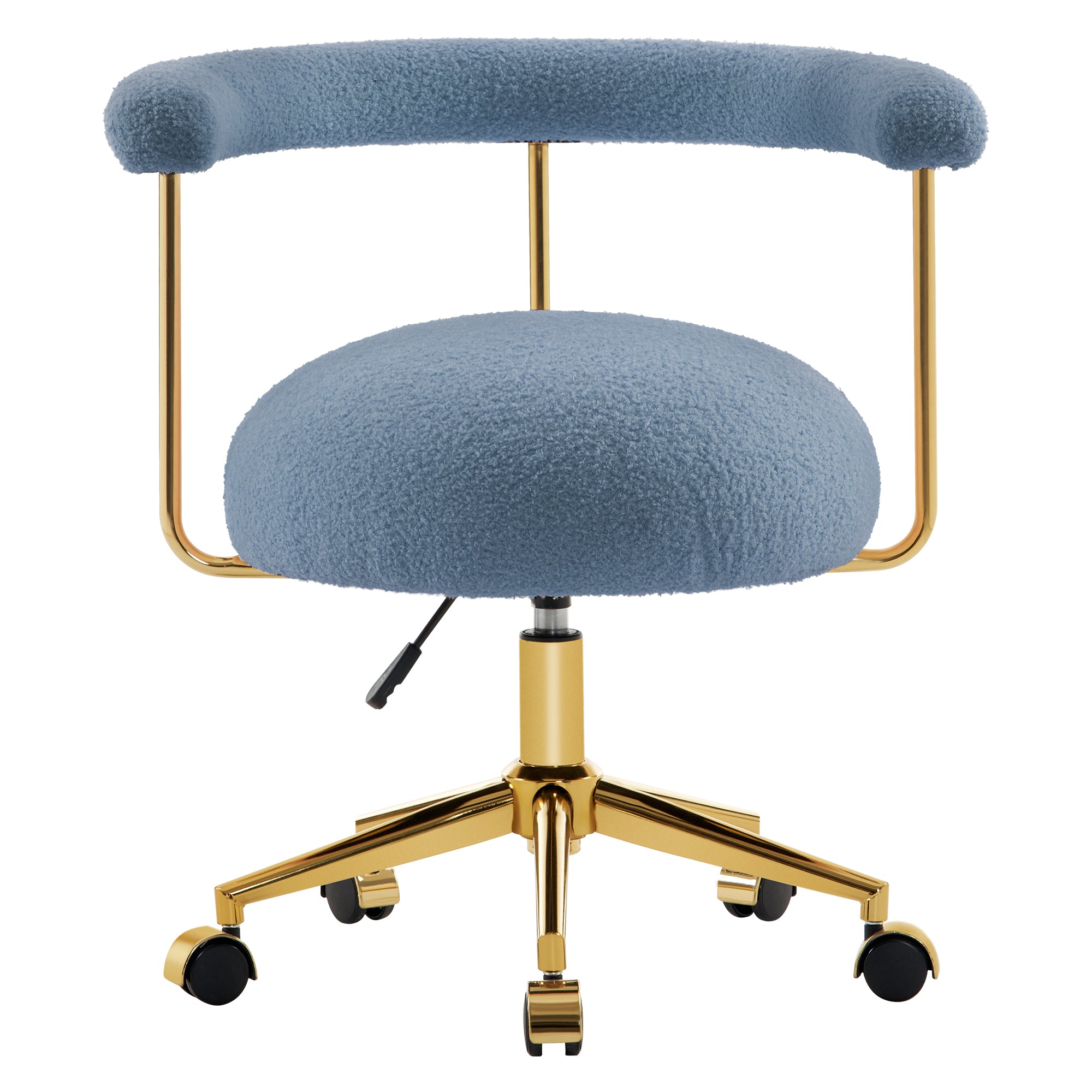 Comfy Rolling Manicure Chair with Golden Metal Leg, Adjustable Fleece Makeup Vanity Chair 3527