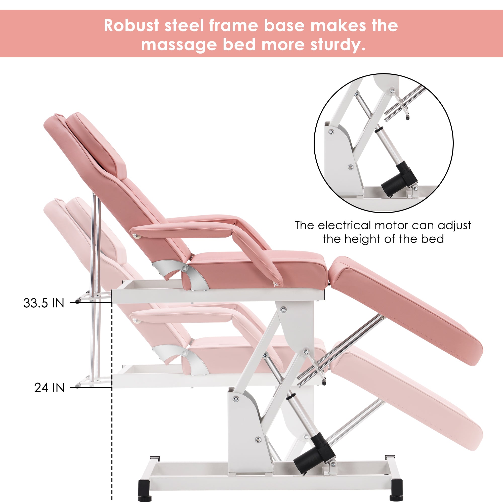 Barber Electric Massage Bed with One Motor for Height, Beauty Tattoo Chair, Salon Facial Adjustable Bed 0100