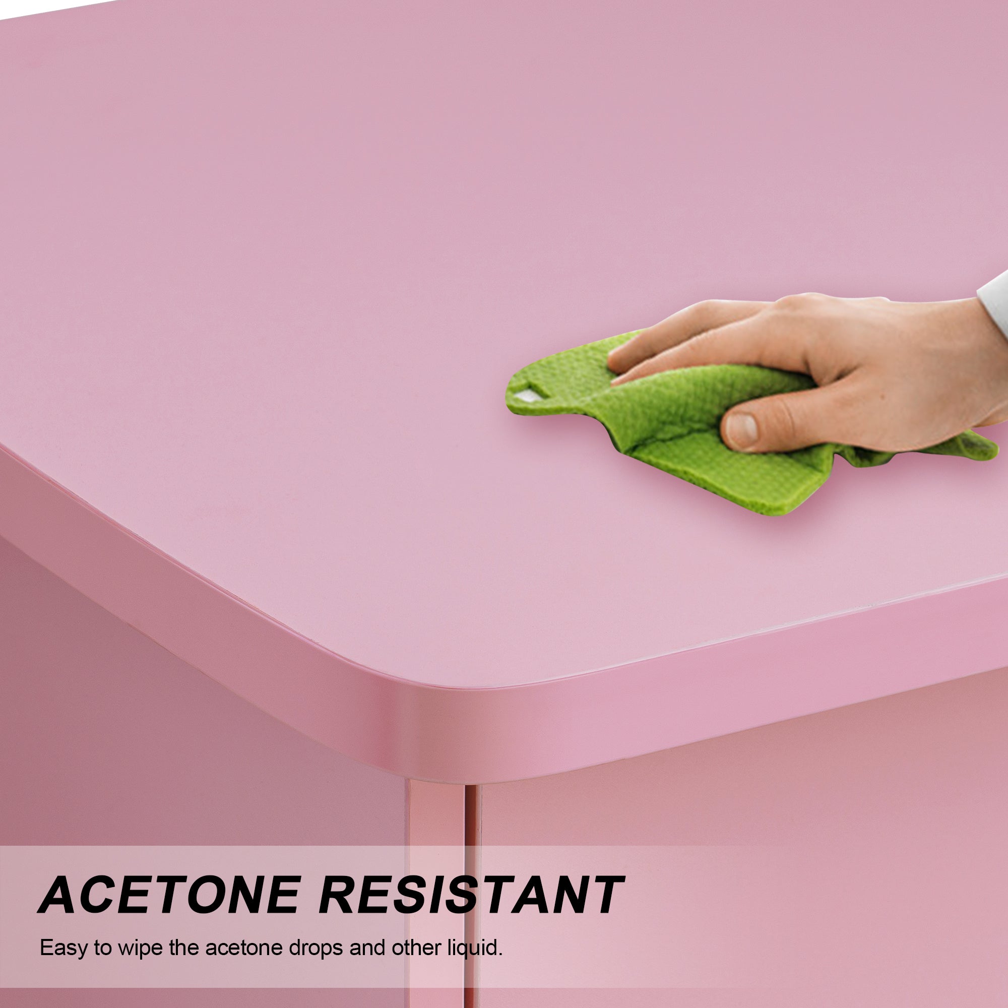 Manicure Acetone Resistant Table with Lockable Wheels, Nail Art Station for Storage 0611