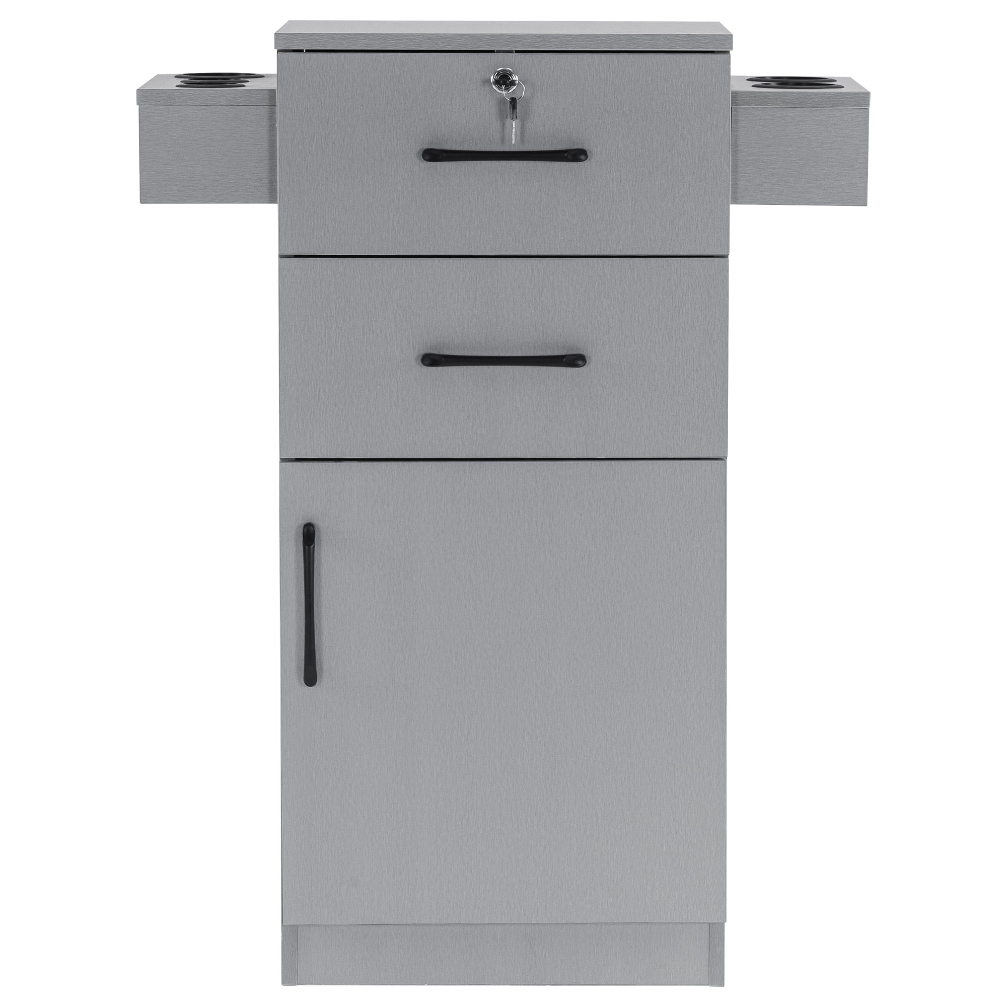 BarberPub Locking Salon Cabinet with Hair Dryer Holder Barber Stylist Station 2021