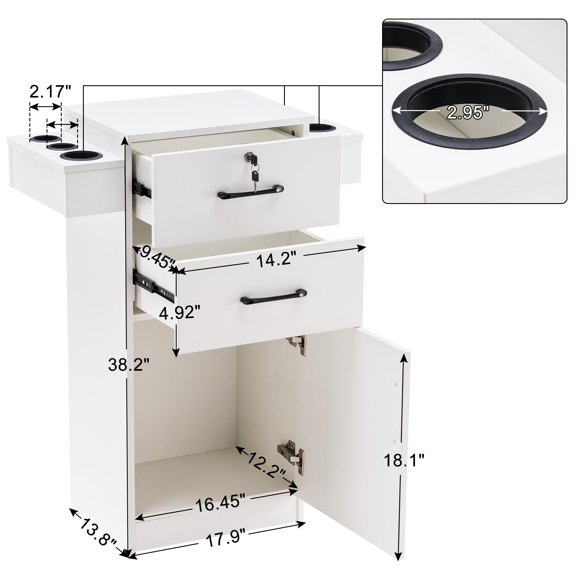 BarberPub Locking Salon Cabinet with Hair Dryer Holder Barber Stylist Station 2021