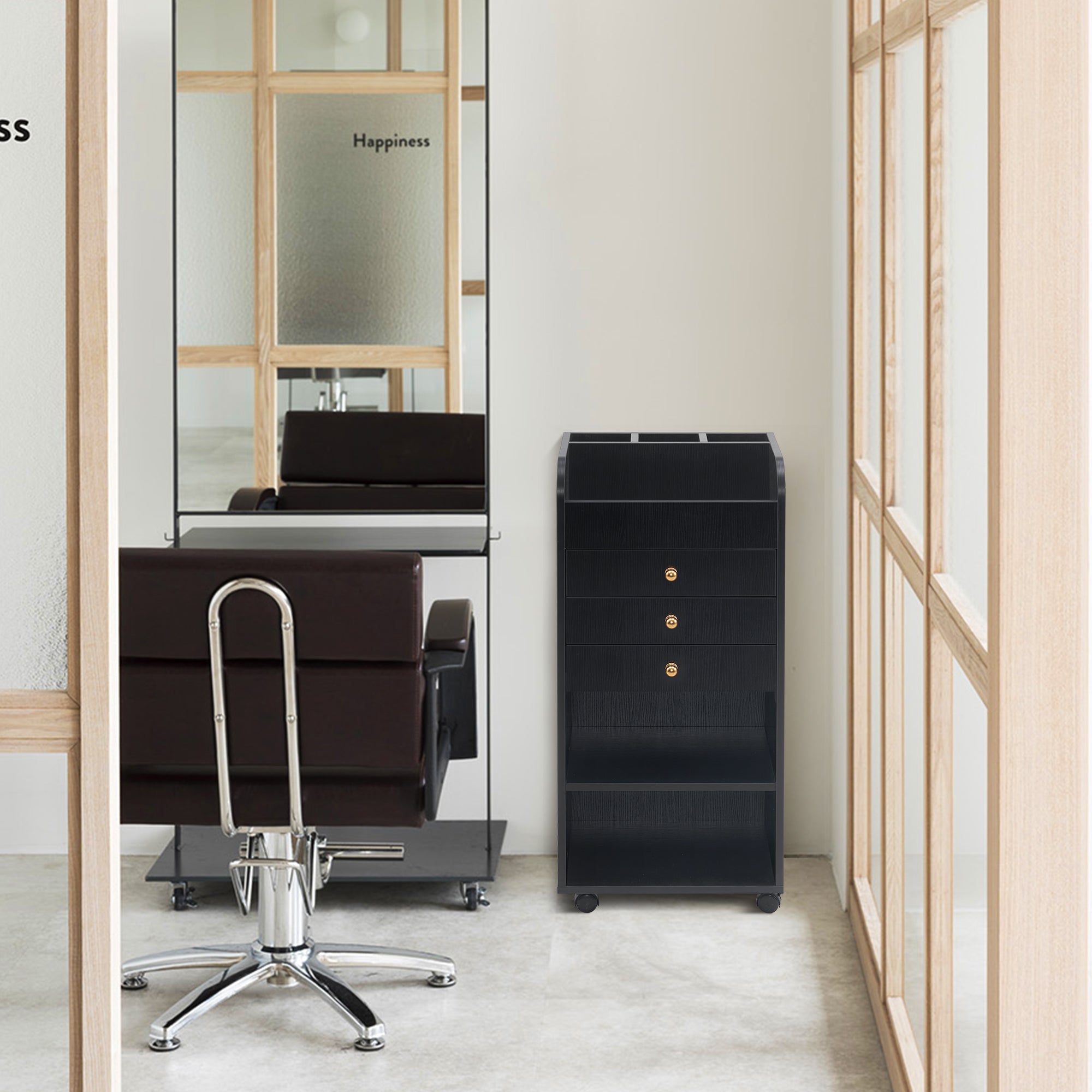 Hair Salon Cart with Wheels, Barber Rolling Trolley for Storage, Spa Stylist Station Furniture 2034