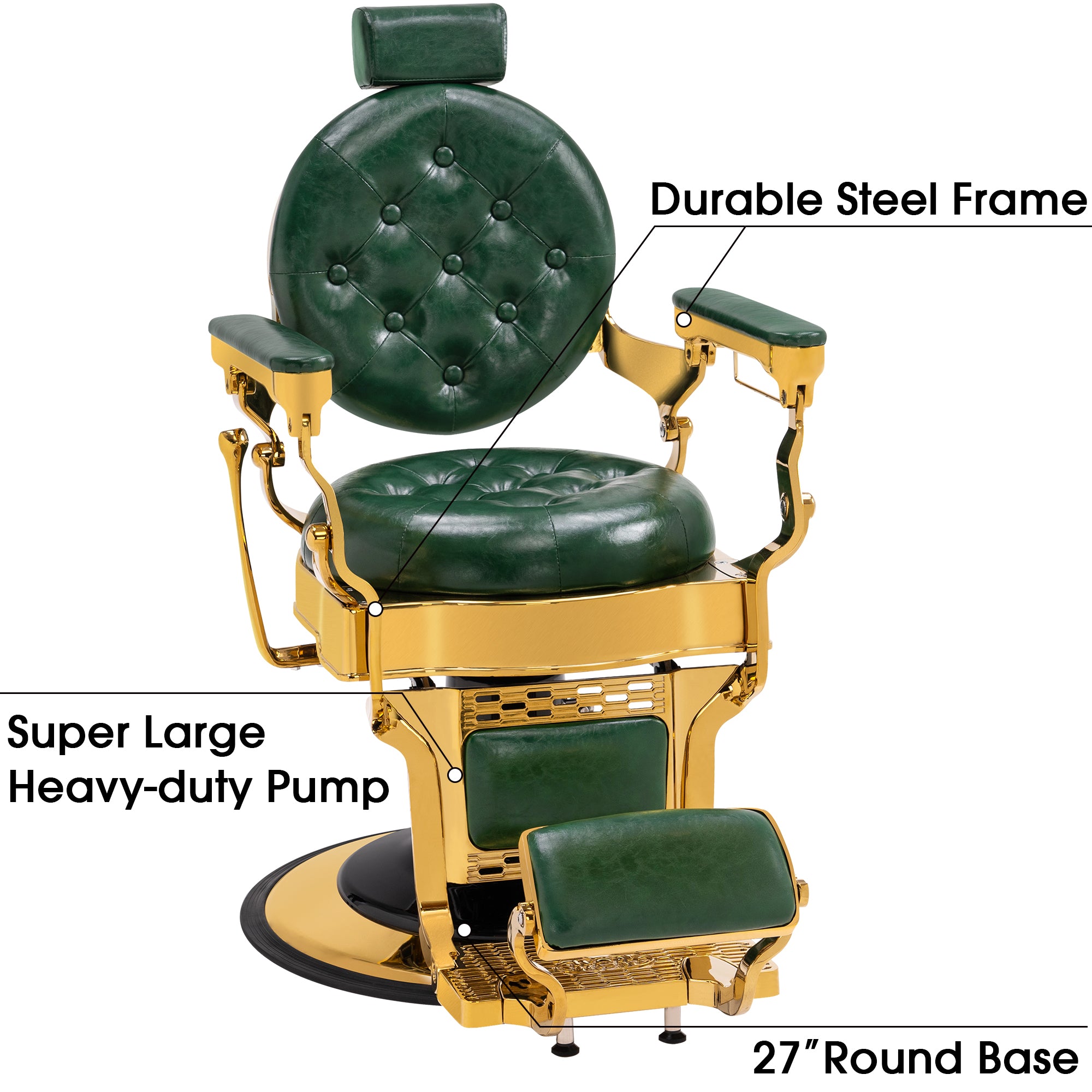 BarberPub Vintage Barber Chair, Heavy Duty Metal Frame Reclining All Purpose Chair 2947