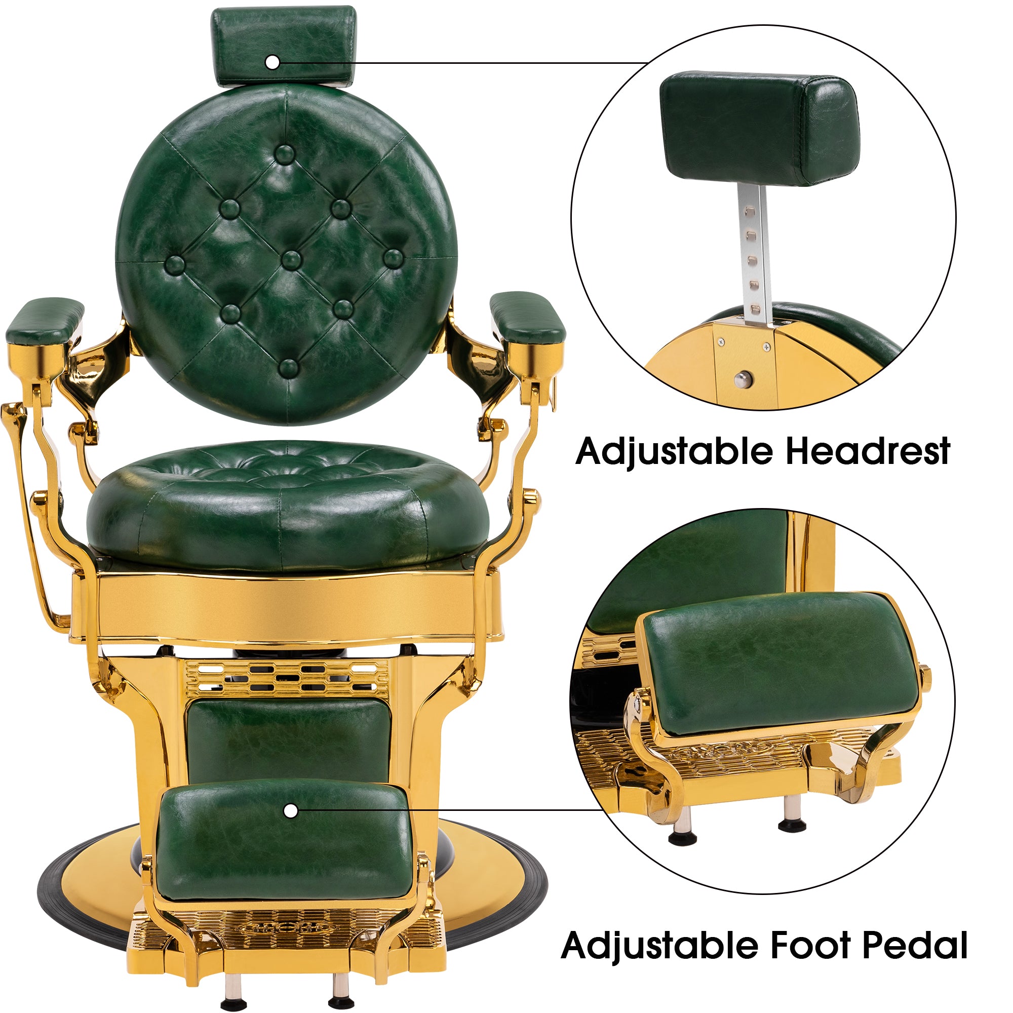 BarberPub Vintage Barber Chair, Heavy Duty Metal Frame Reclining All Purpose Chair 2947