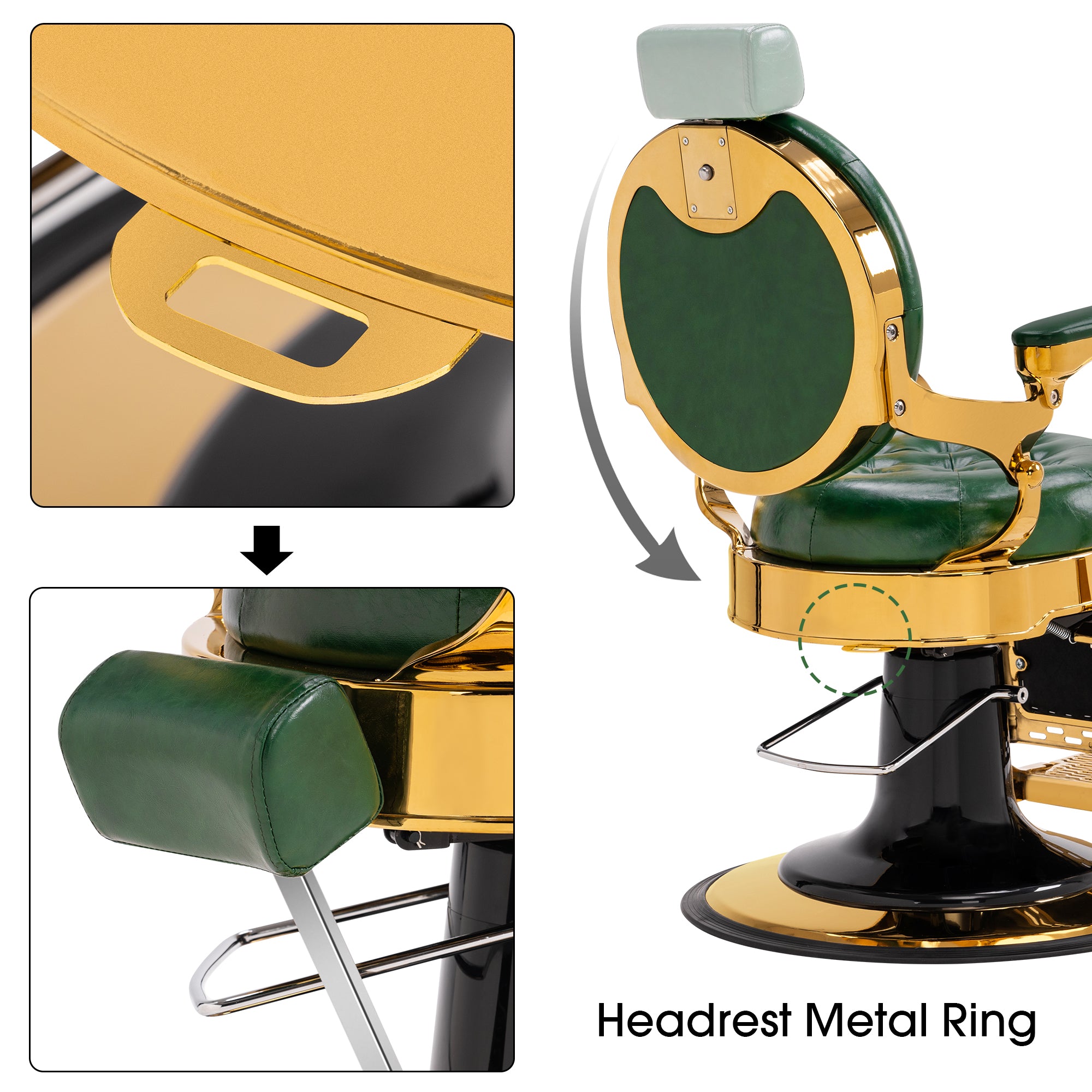 BarberPub Vintage Barber Chair, Heavy Duty Metal Frame Reclining All Purpose Chair 2947