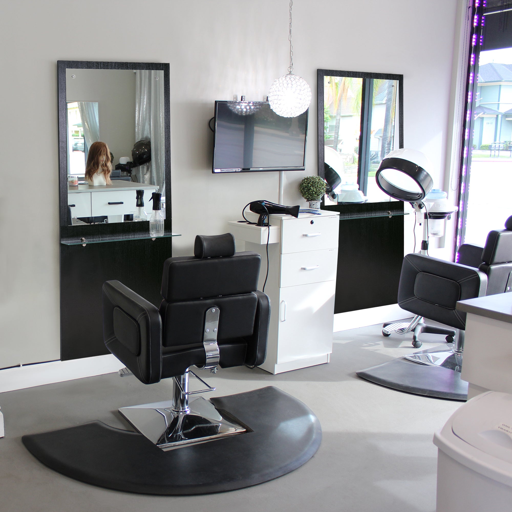 Modern Wall Mount Styling Station with Mirror, Simple Makeup Barber Station 3016
