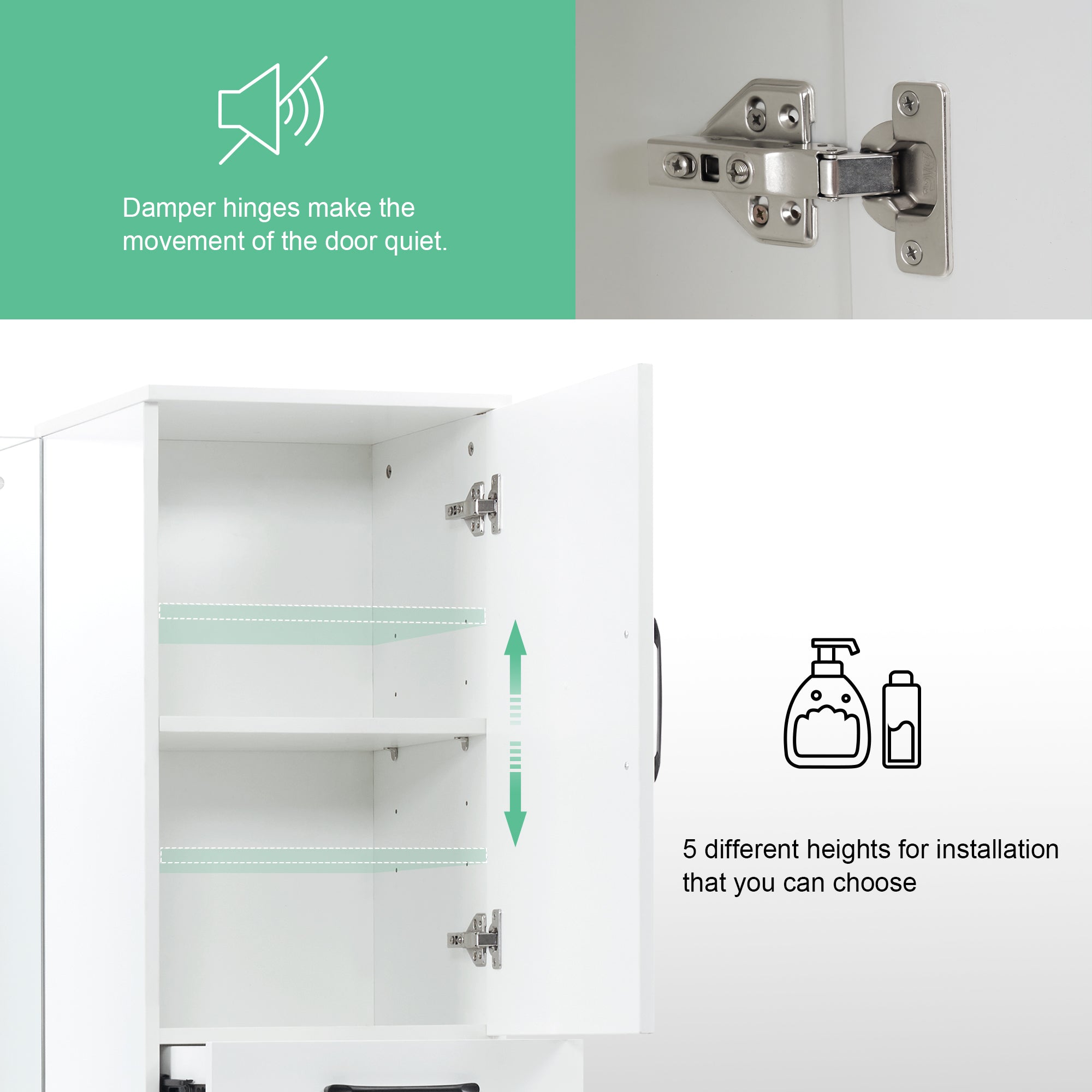 Modern Wall Mount Mirror Station for Storage, Hair Salon Cabinet with Hair Dryer Holders 3034