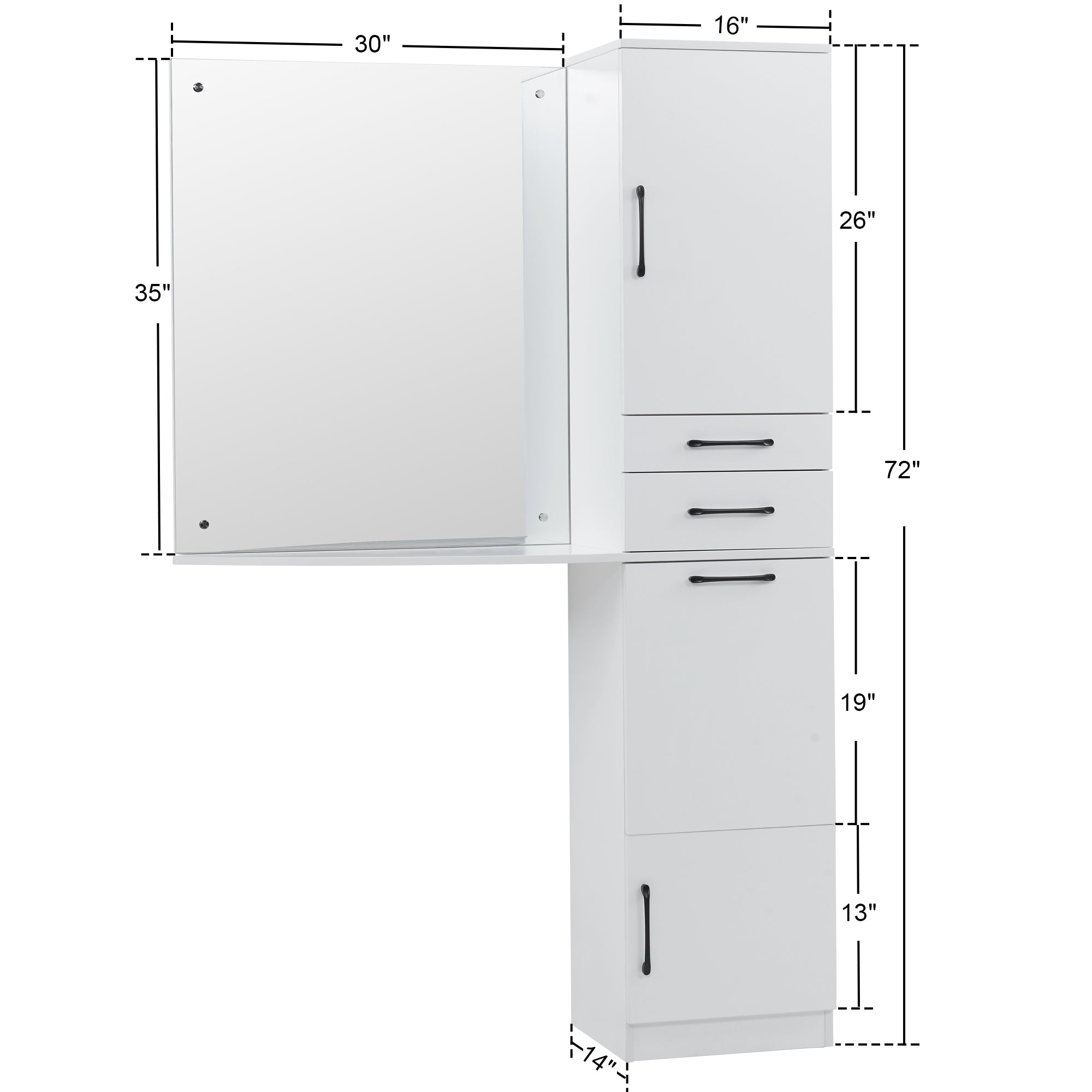 Modern Wall Mount Mirror Station for Storage, Hair Salon Cabinet with Hair Dryer Holders 3034