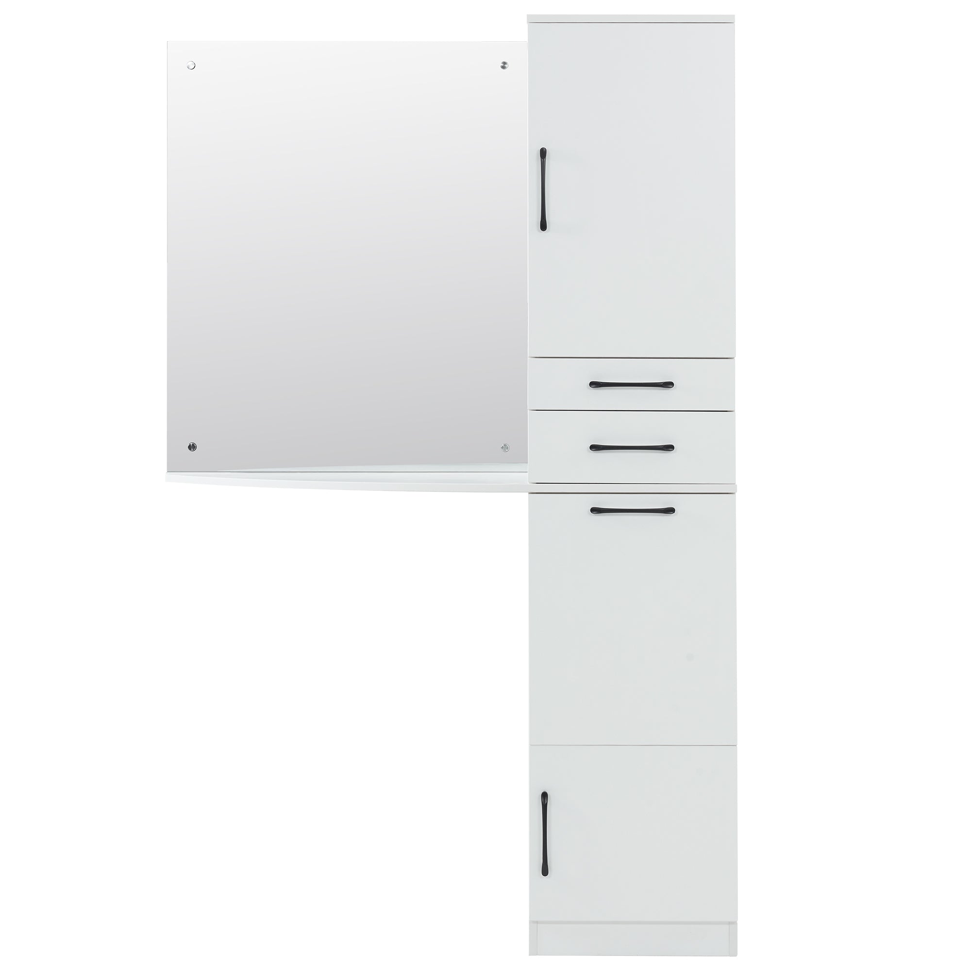 Modern Wall Mount Mirror Station for Storage, Hair Salon Cabinet with Hair Dryer Holders 3034