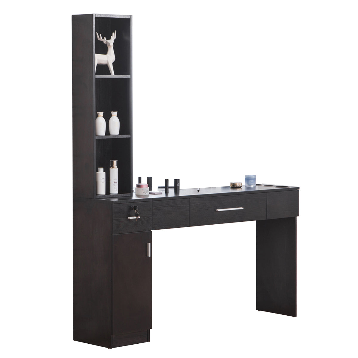 BarberPub Locking Wall Mount Station Dressing Table without Mirror 3046BK-1-2