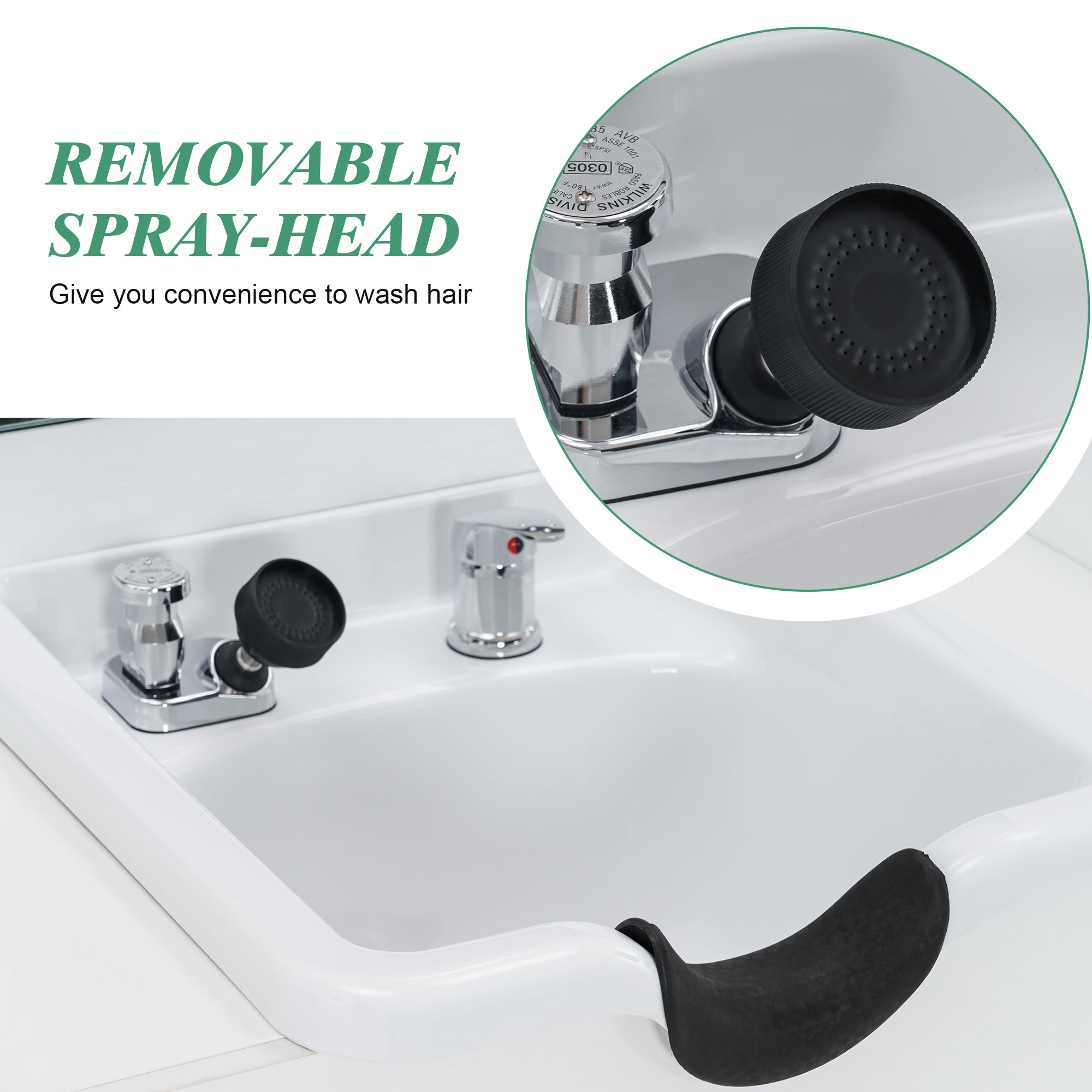 Modern Shampoo Station with Storage Cabinet, Spa Backwash Shampoo Equipment with Mirror 3130