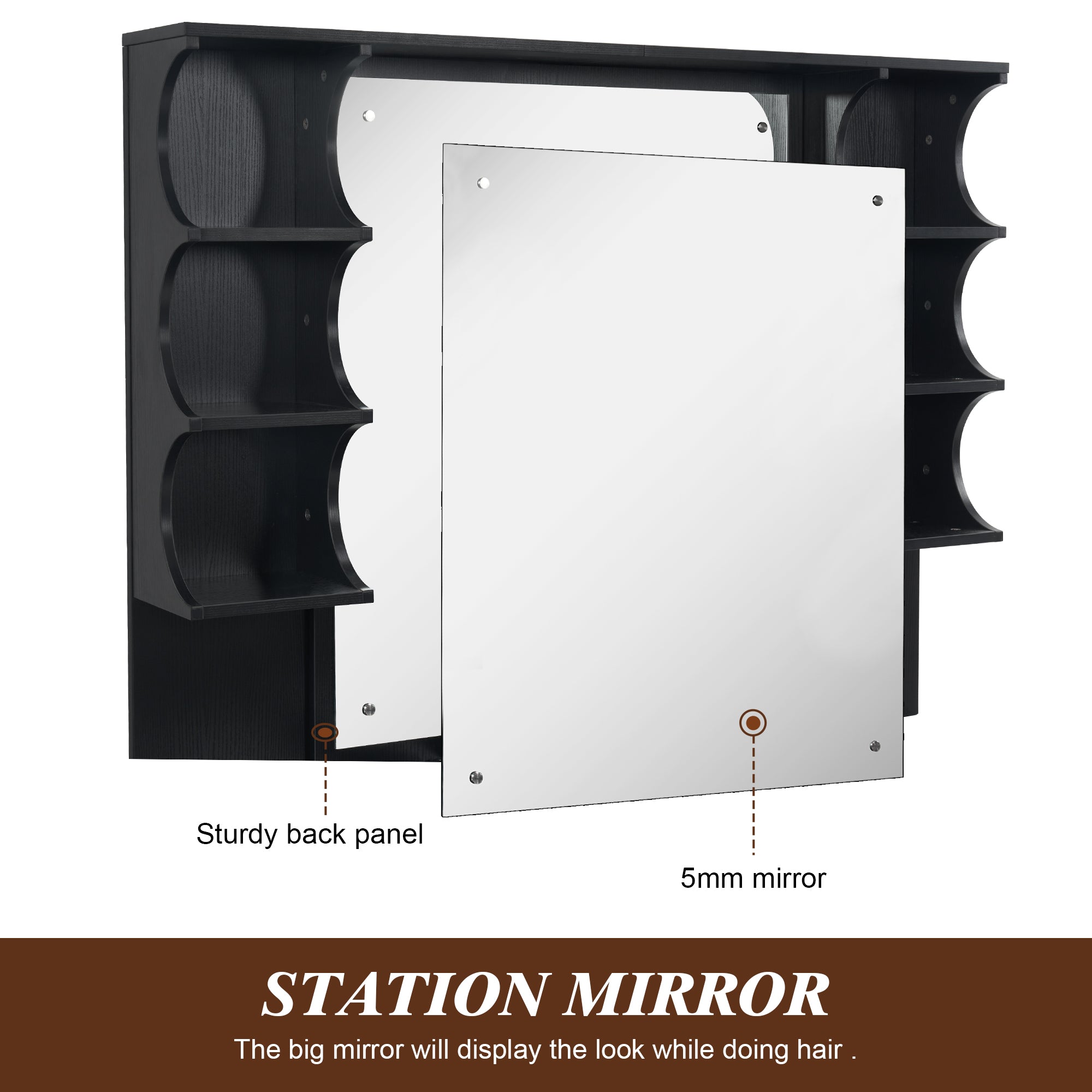 BarberPub Backwash Shampoo Bowl Cabinet, Barber Wall Mount Station with Mirror 3141