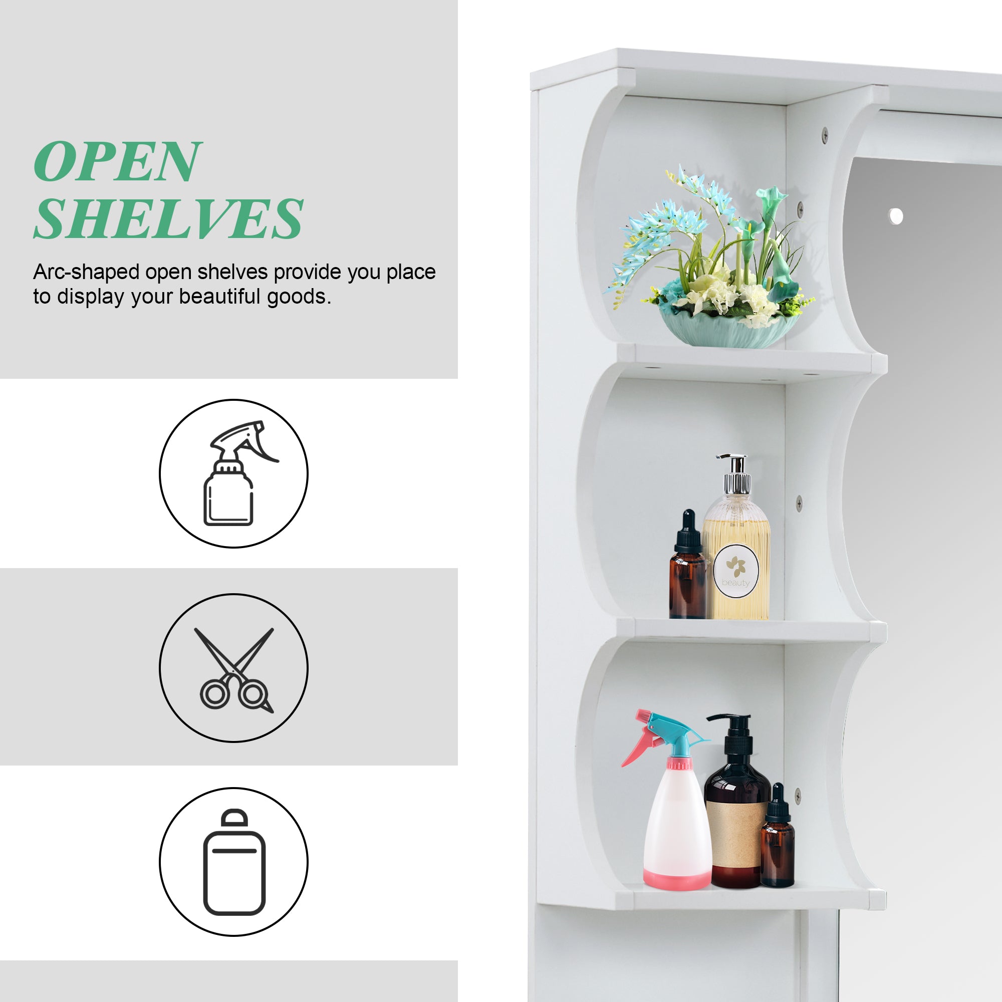 BarberPub Backwash Shampoo Bowl Cabinet, Barber Wall Mount Station with Mirror 3141