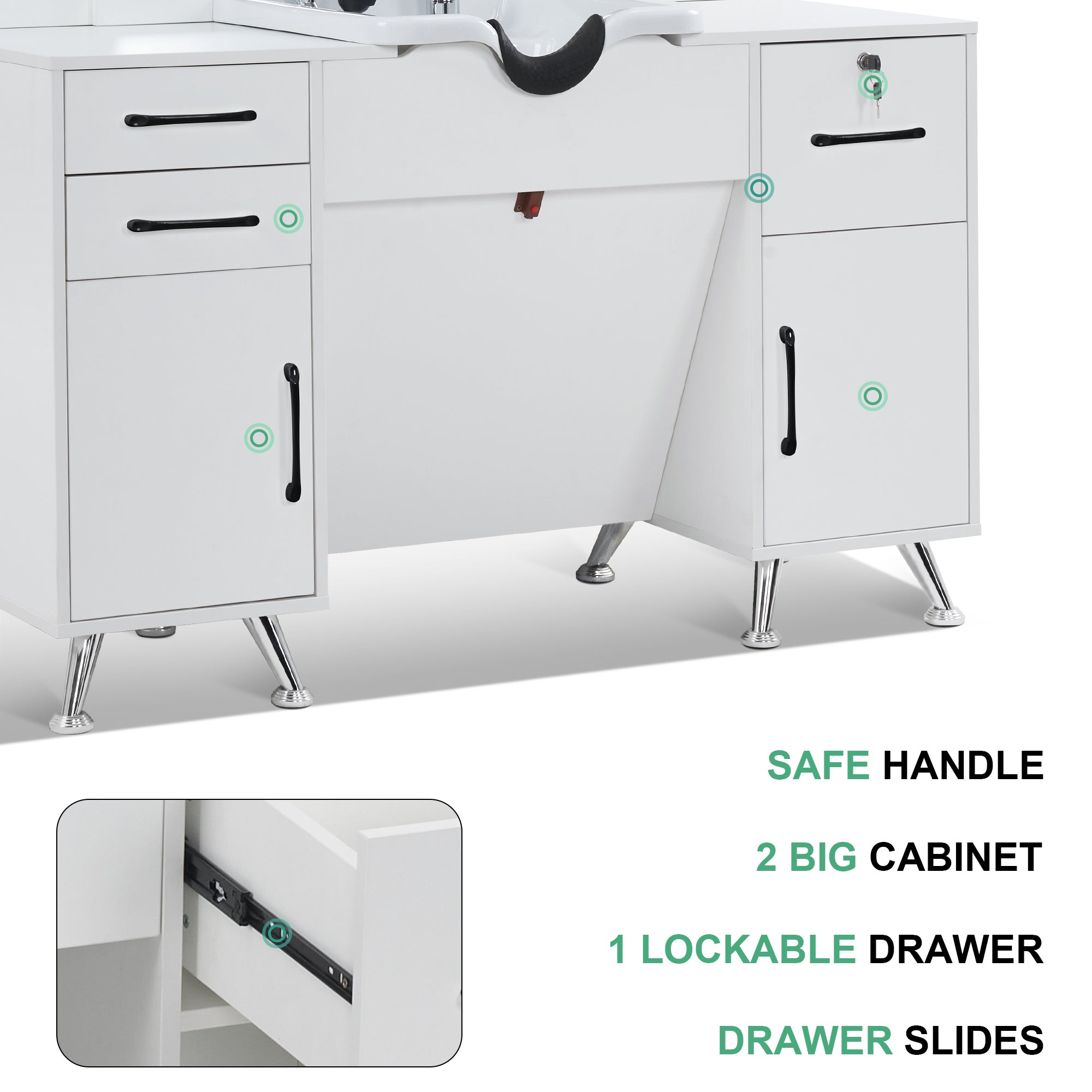 BarberPub Backwash Shampoo Bowl Cabinet, Barber Wall Mount Station with Mirror 3141