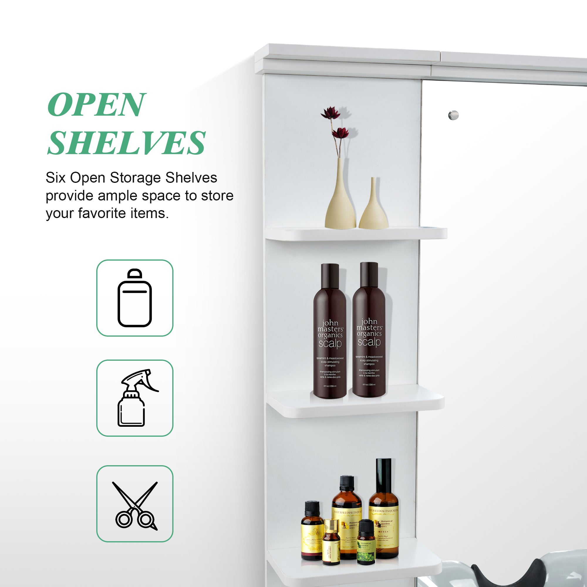 BarberPub Barber Wall Mount Station with Shampoo Bowl High-end Styling Furniture Set 3145