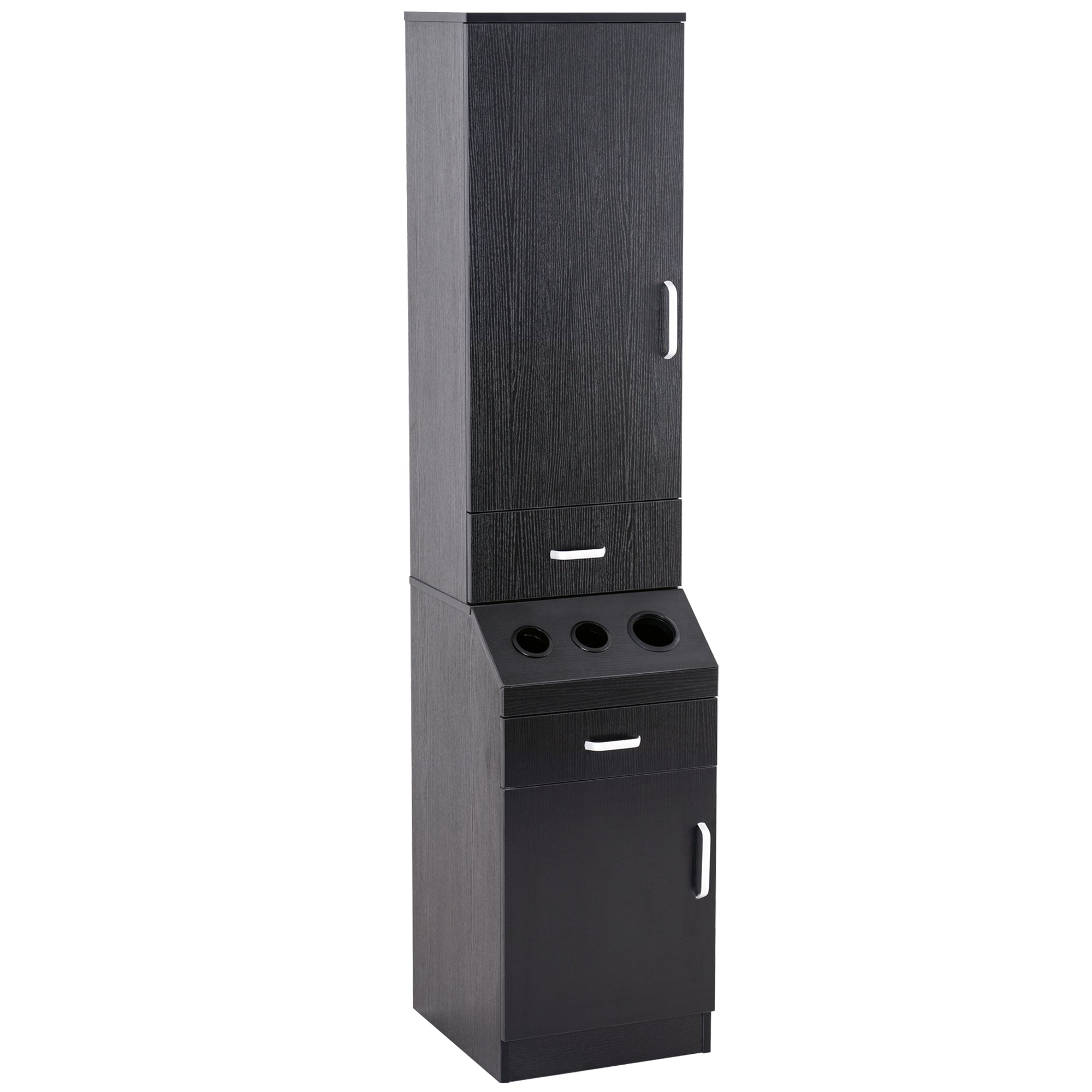 Wall Mount Styling Station for Storage, Black Barber Salon Equipment with Hair Dryer Holder 3207