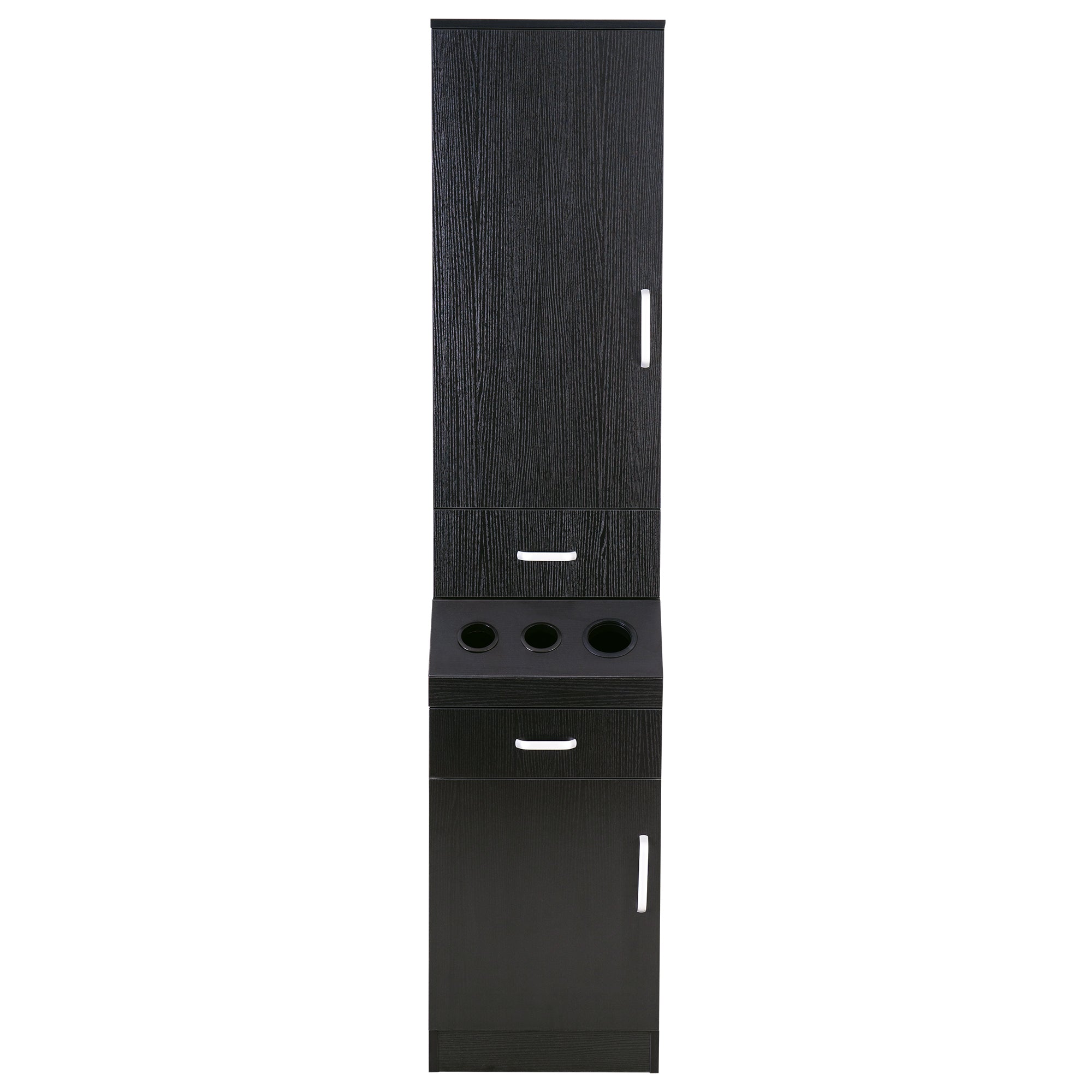 Wall Mount Styling Station for Storage, Black Barber Salon Equipment with Hair Dryer Holder 3207