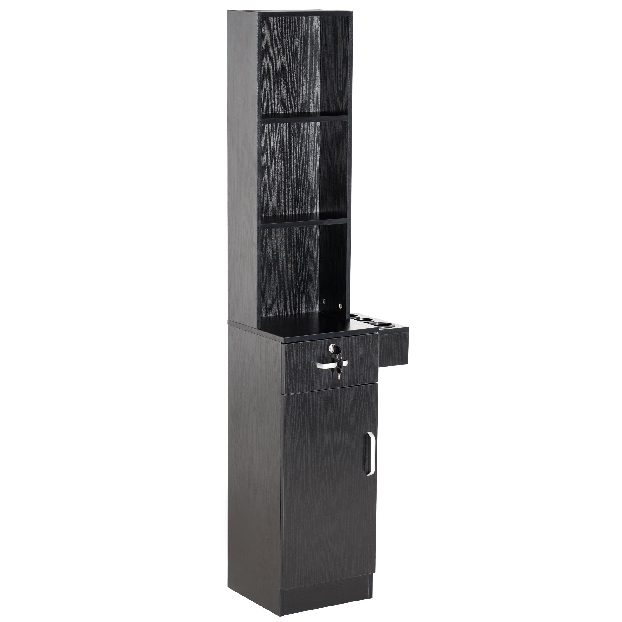 Wall Mount Styling Station with Tool Holders, Hair Salon Storage Equipment with Open Shelves 3208
