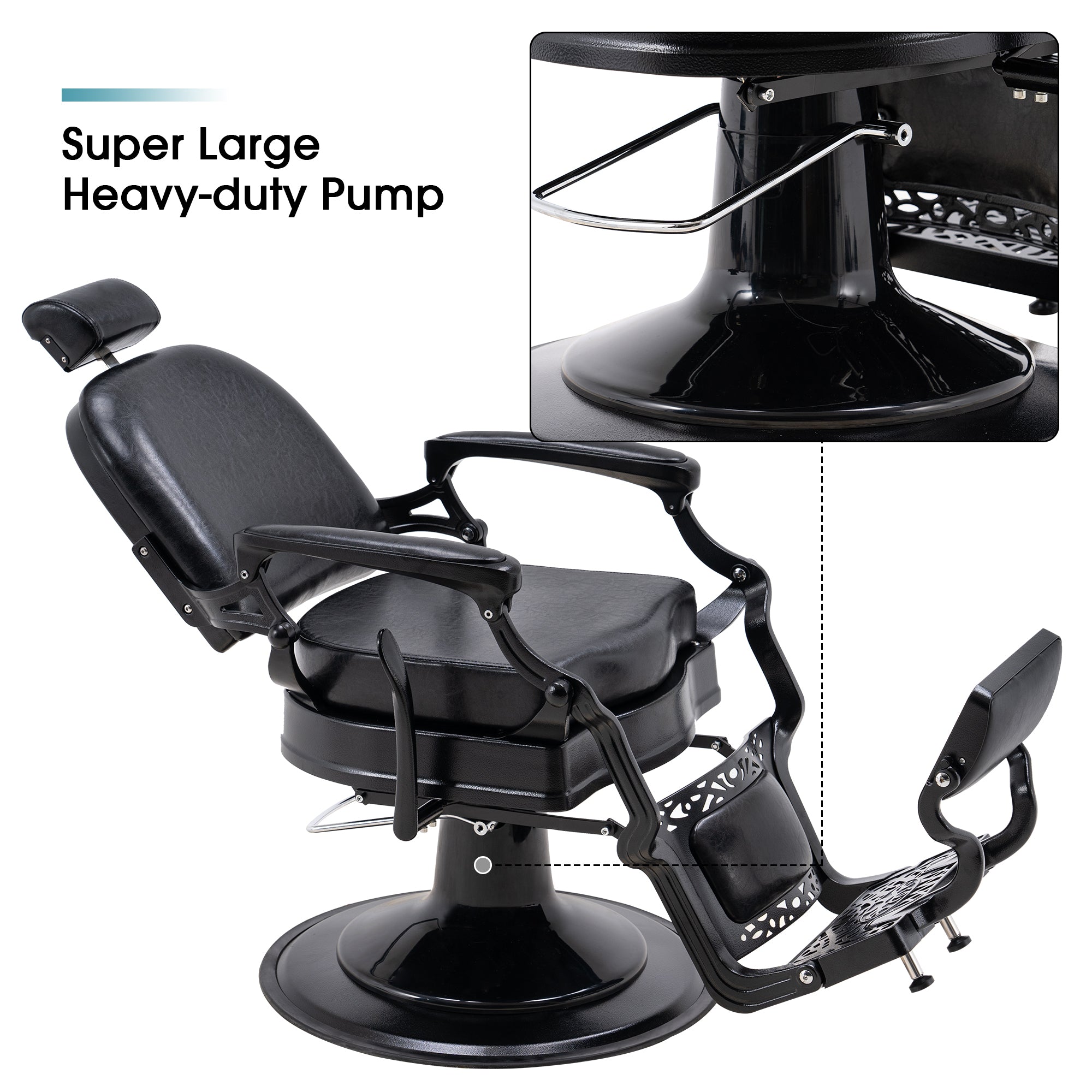 BarberPub All Purpose Barber Chair,Hydraulic Reclining Barbershop Equipment 3850