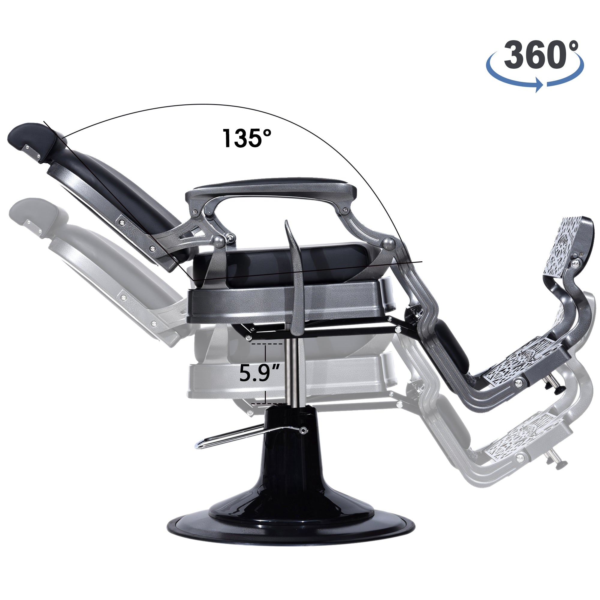 BarberPub All Purpose Barber Chair,Hydraulic Reclining Barbershop Equipment 3850