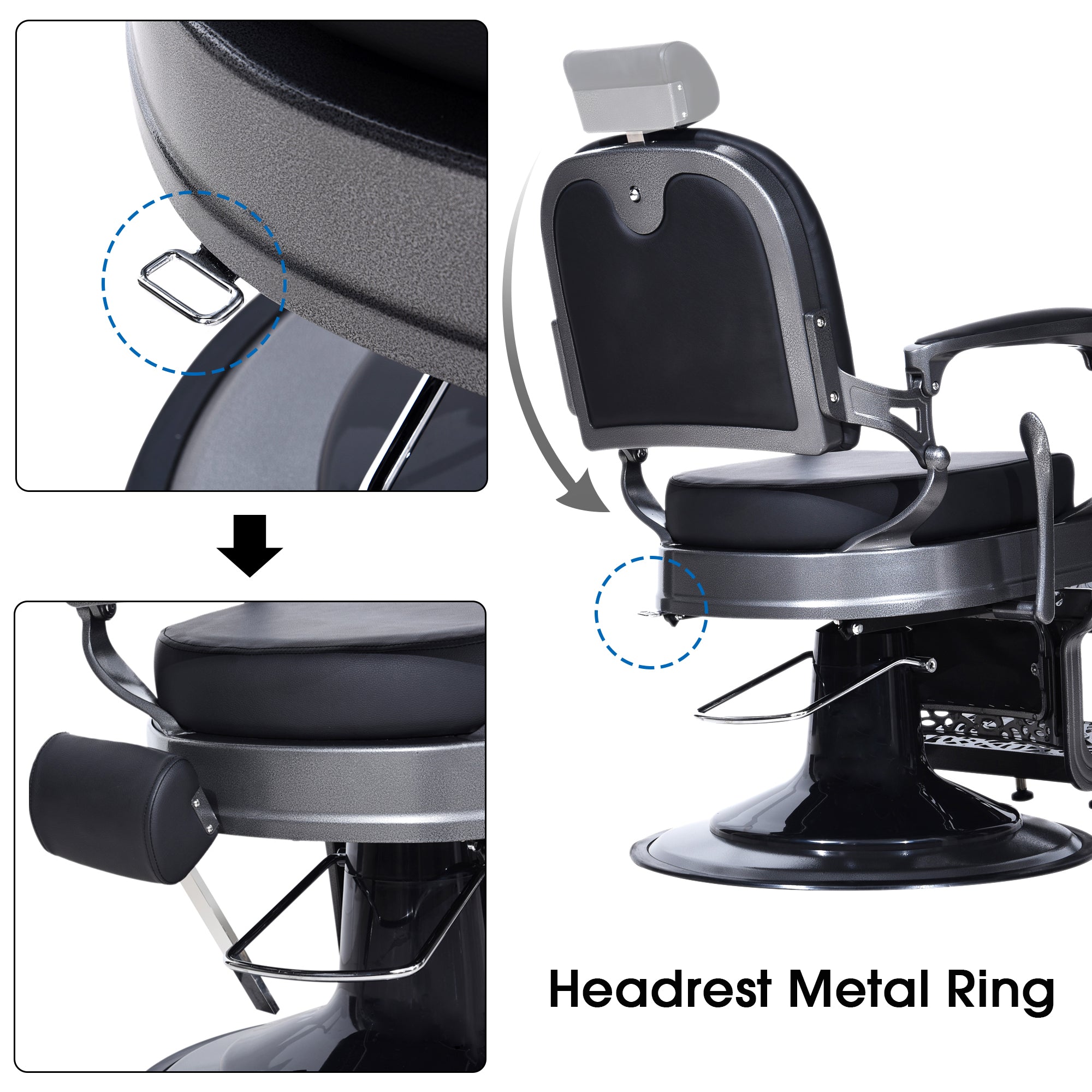 BarberPub All Purpose Barber Chair,Hydraulic Reclining Barbershop Equipment 3850