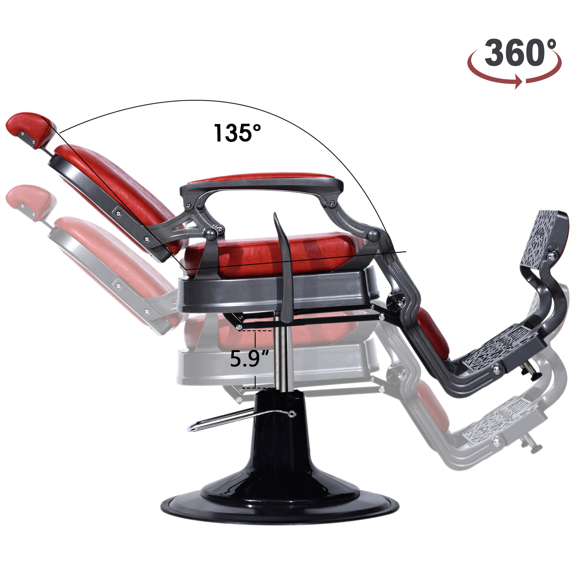 BarberPub All Purpose Barber Chair,Hydraulic Reclining Barbershop Equipment 3850