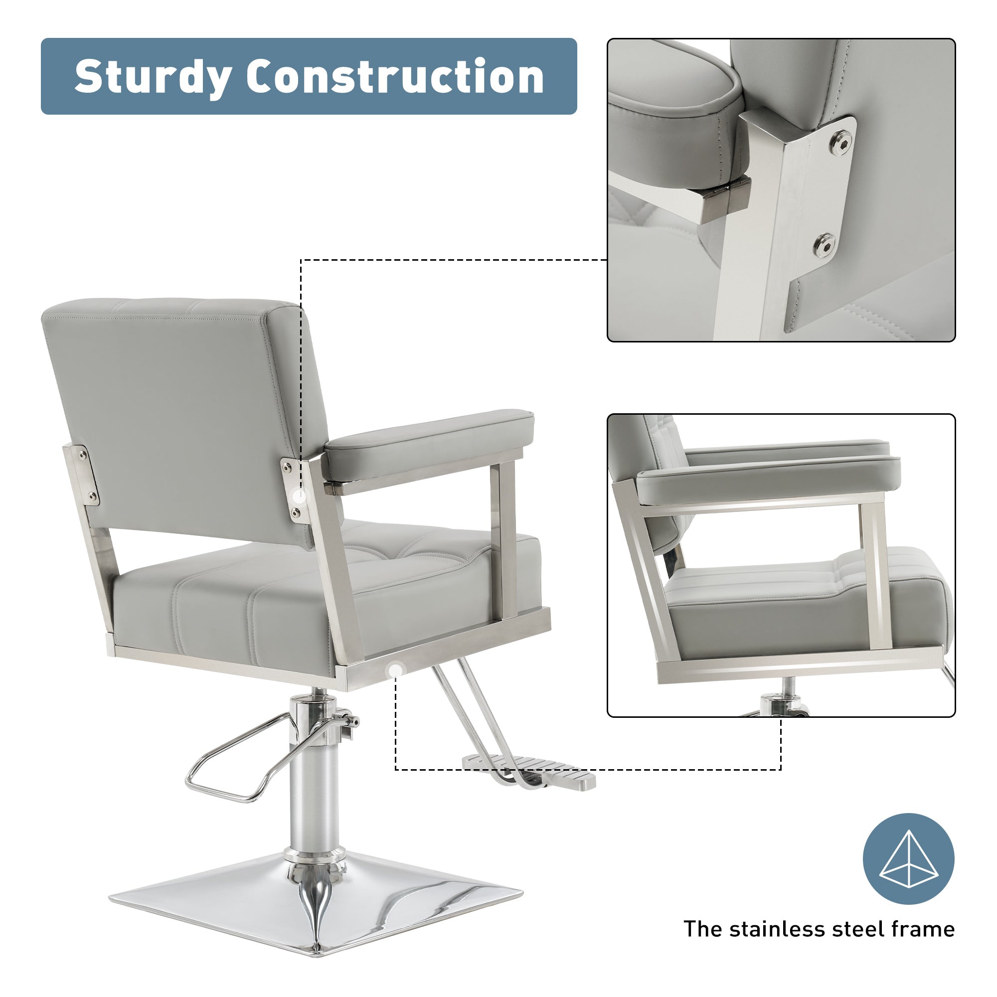 BarberPub Styling Salon Chair, Hydraulic Pump Swivel Salon Equipment 8816