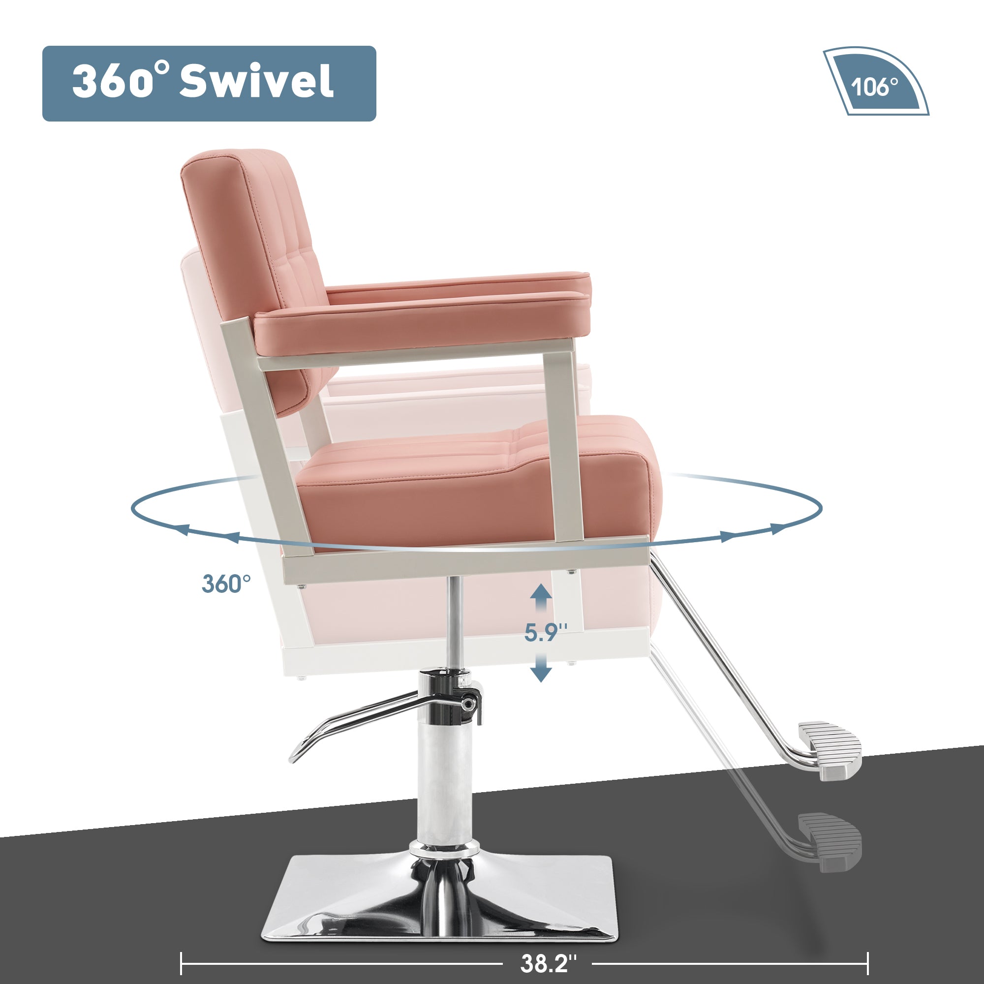 BarberPub Styling Salon Chair, Hydraulic Pump Swivel Salon Equipment 8816