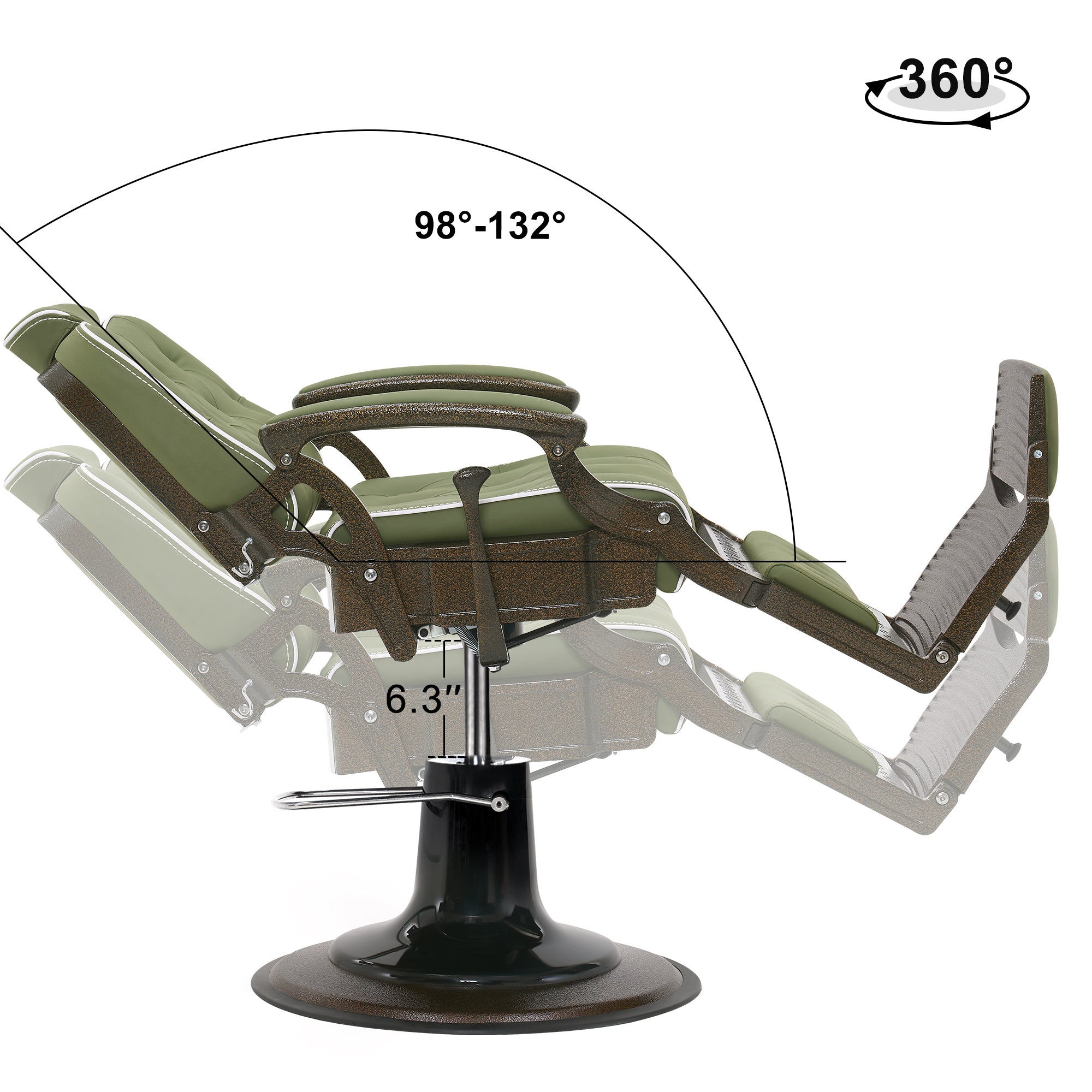 BarberPub All Purpose Barber Chair, Vintage Reclining Hydraulic Hair Salon Chair 9218