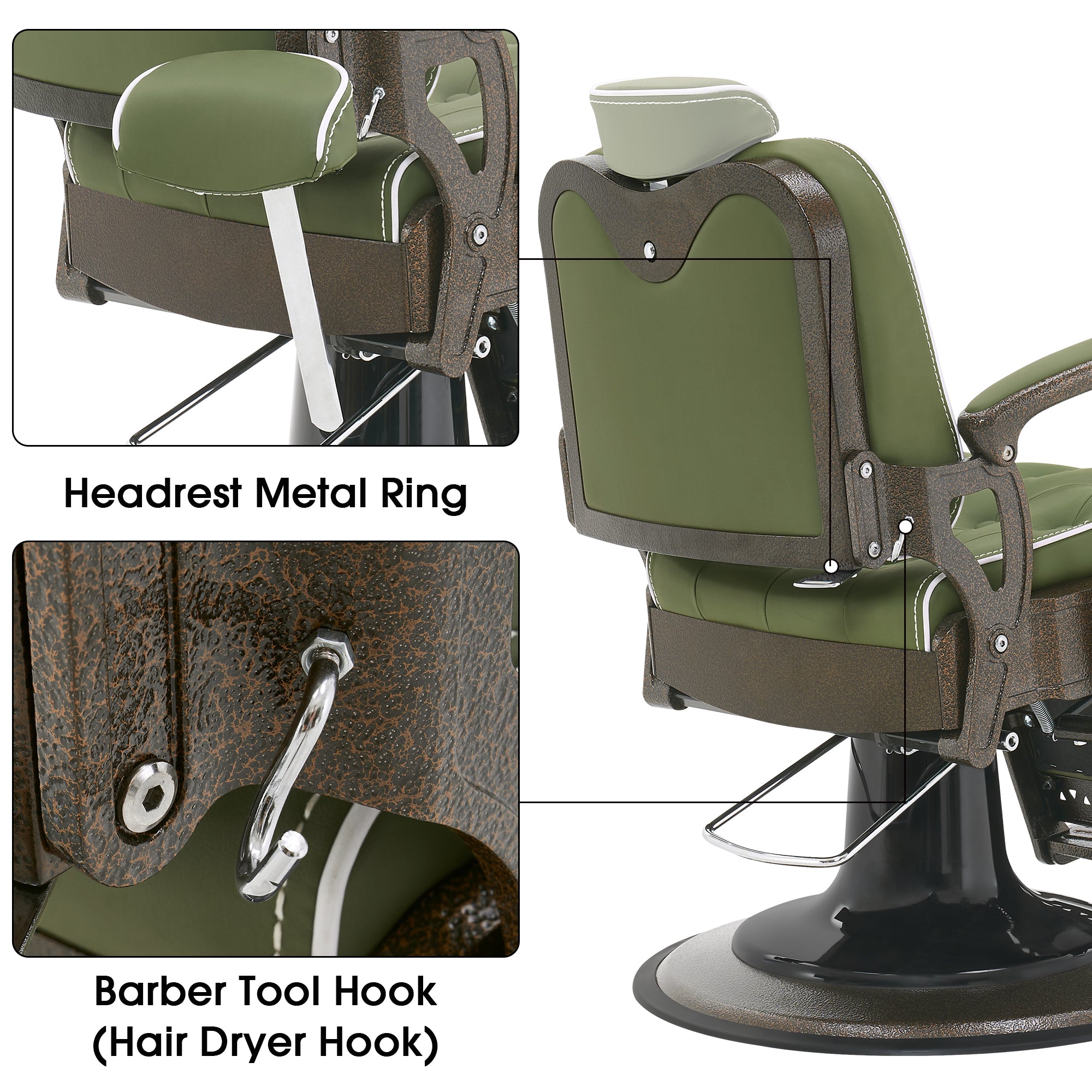 BarberPub All Purpose Barber Chair, Vintage Reclining Hydraulic Hair Salon Chair 9218