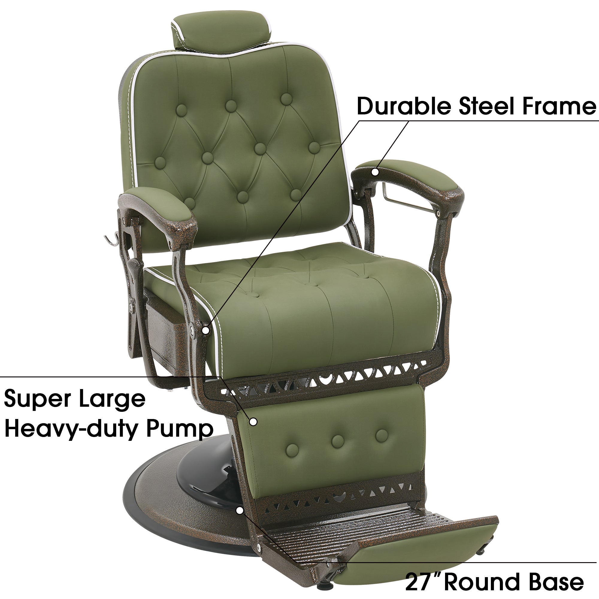 BarberPub All Purpose Barber Chair, Vintage Reclining Hydraulic Hair Salon Chair 9218